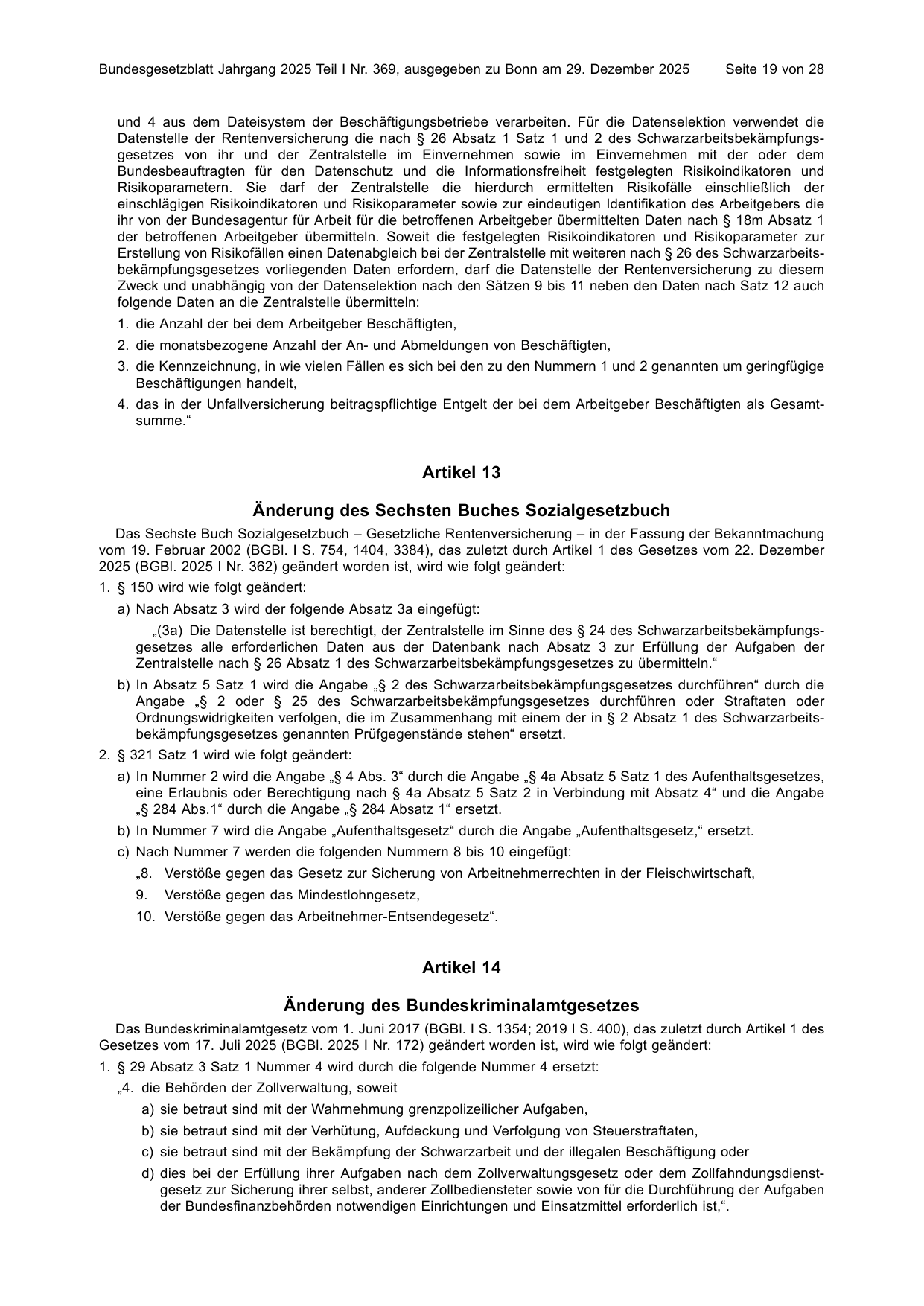 BGBl. 2025, Seite 19 — Originalseite als Abbildung