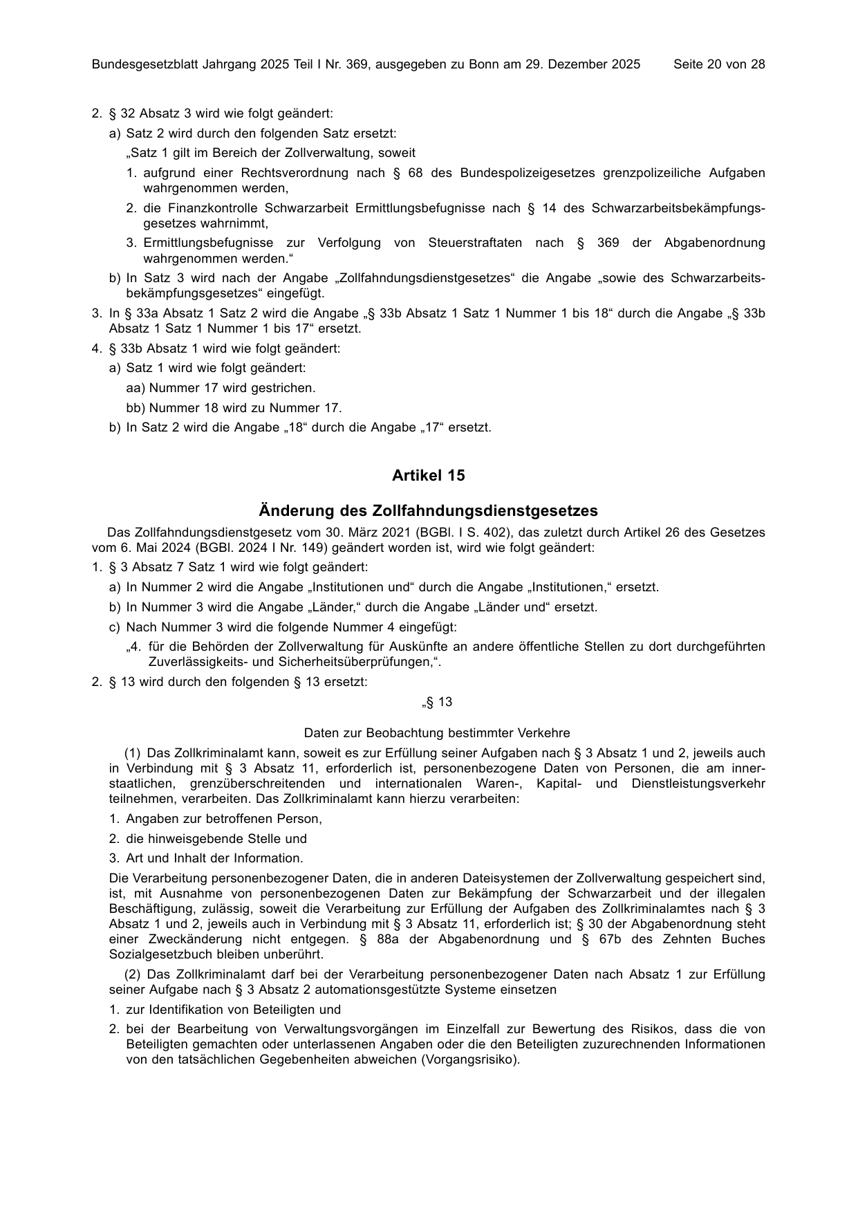BGBl. 2025, Seite 20 — Originalseite als Abbildung