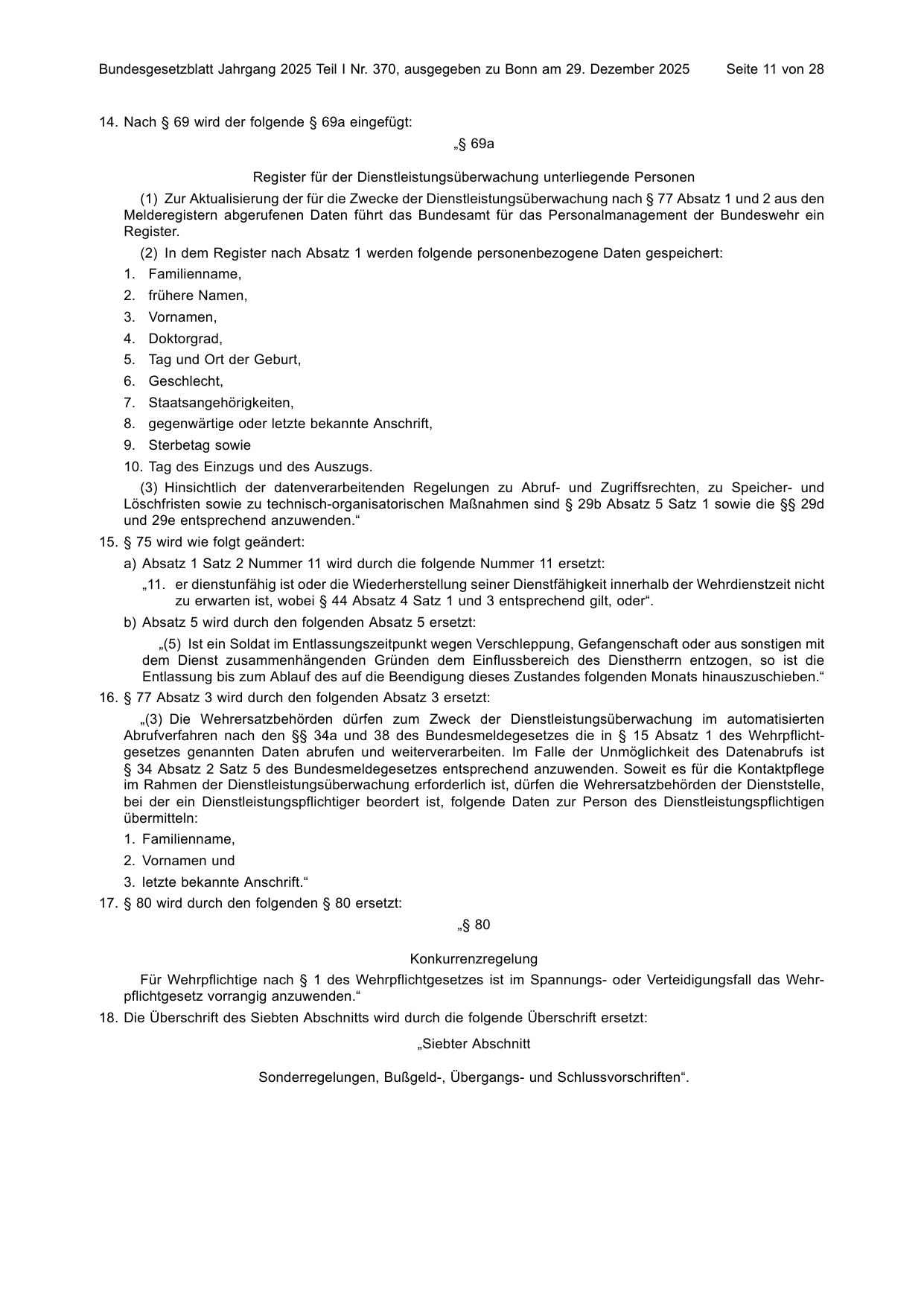 BGBl. 2025, Seite 11 — Originalseite als Abbildung