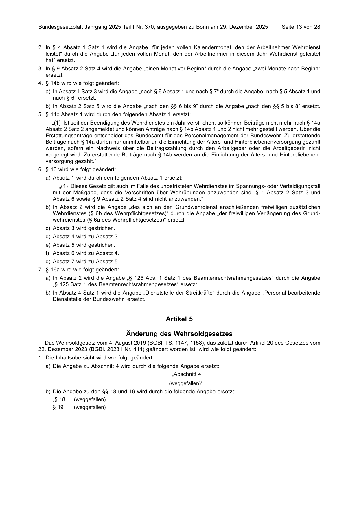 BGBl. 2025, Seite 13 — Originalseite als Abbildung