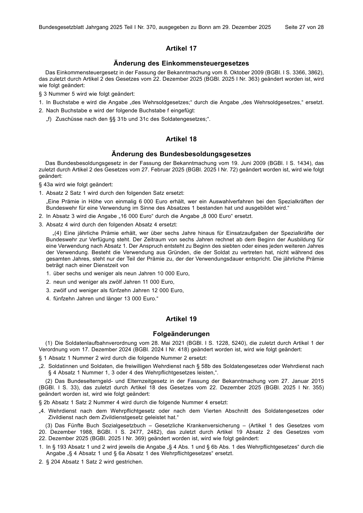 BGBl. 2025, Seite 27 — Originalseite als Abbildung