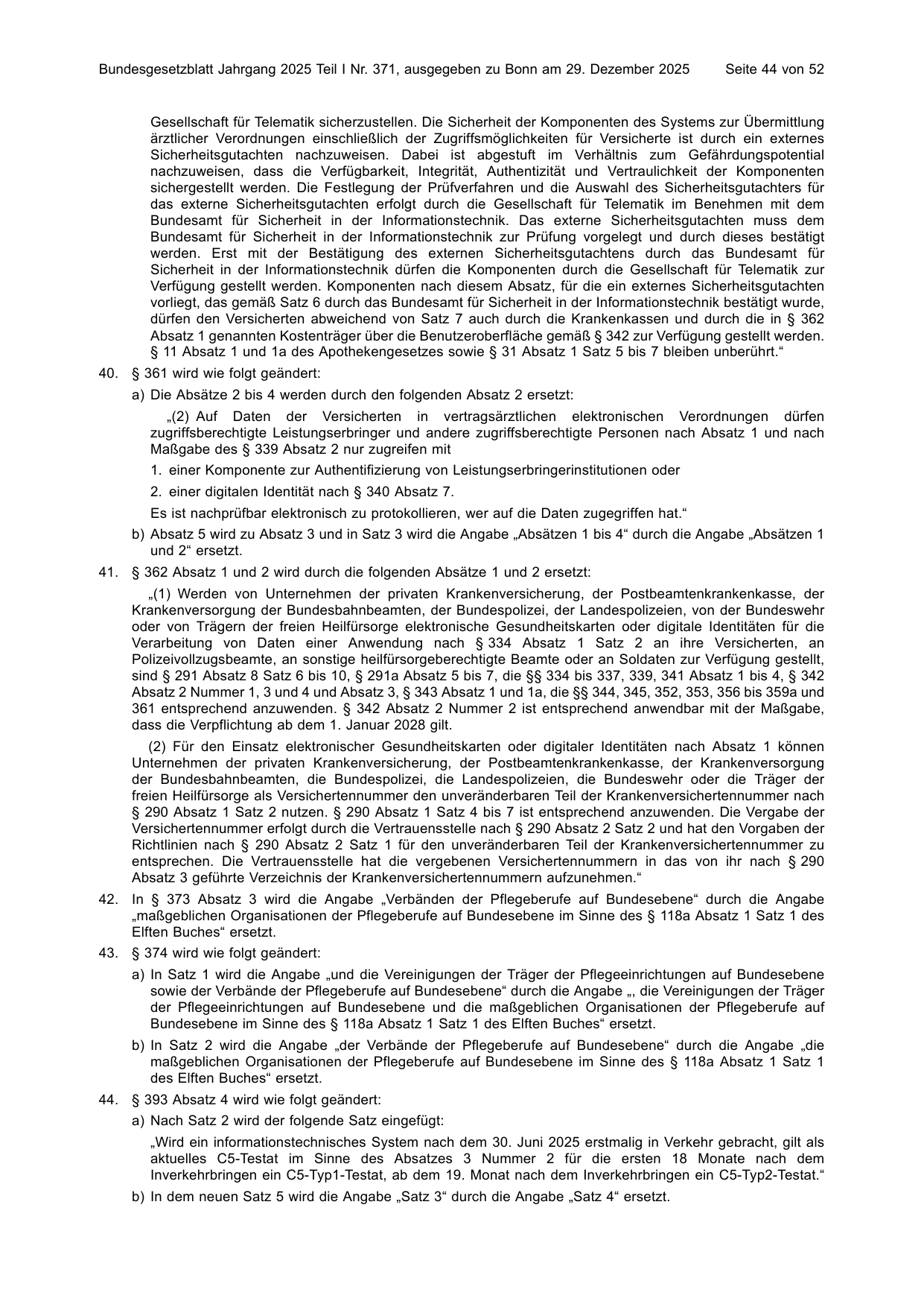 BGBl. 2025, Seite 44 — Originalseite als Abbildung