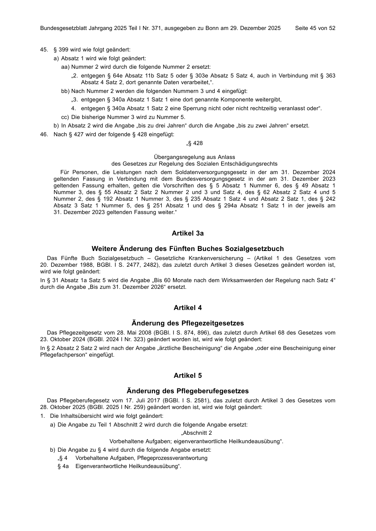 BGBl. 2025, Seite 45 — Originalseite als Abbildung