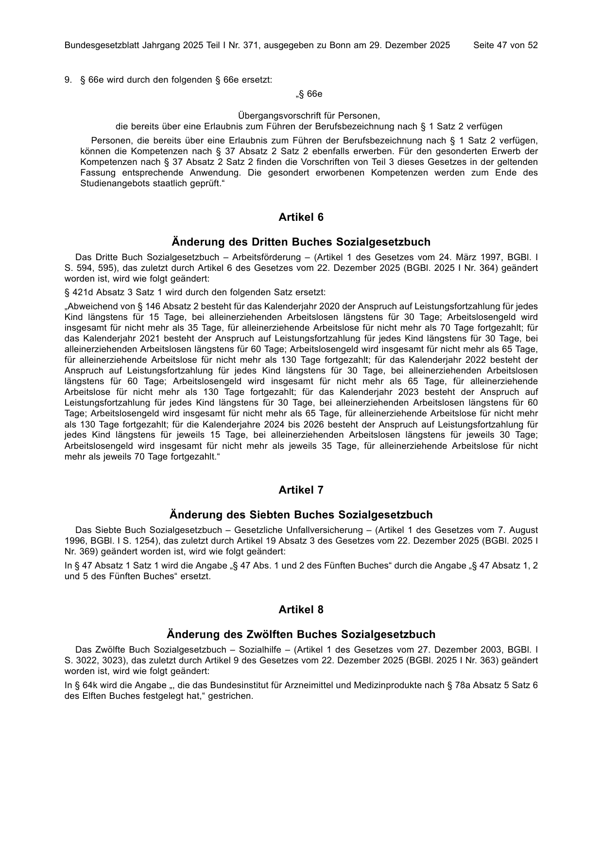 BGBl. 2025, Seite 47 — Originalseite als Abbildung