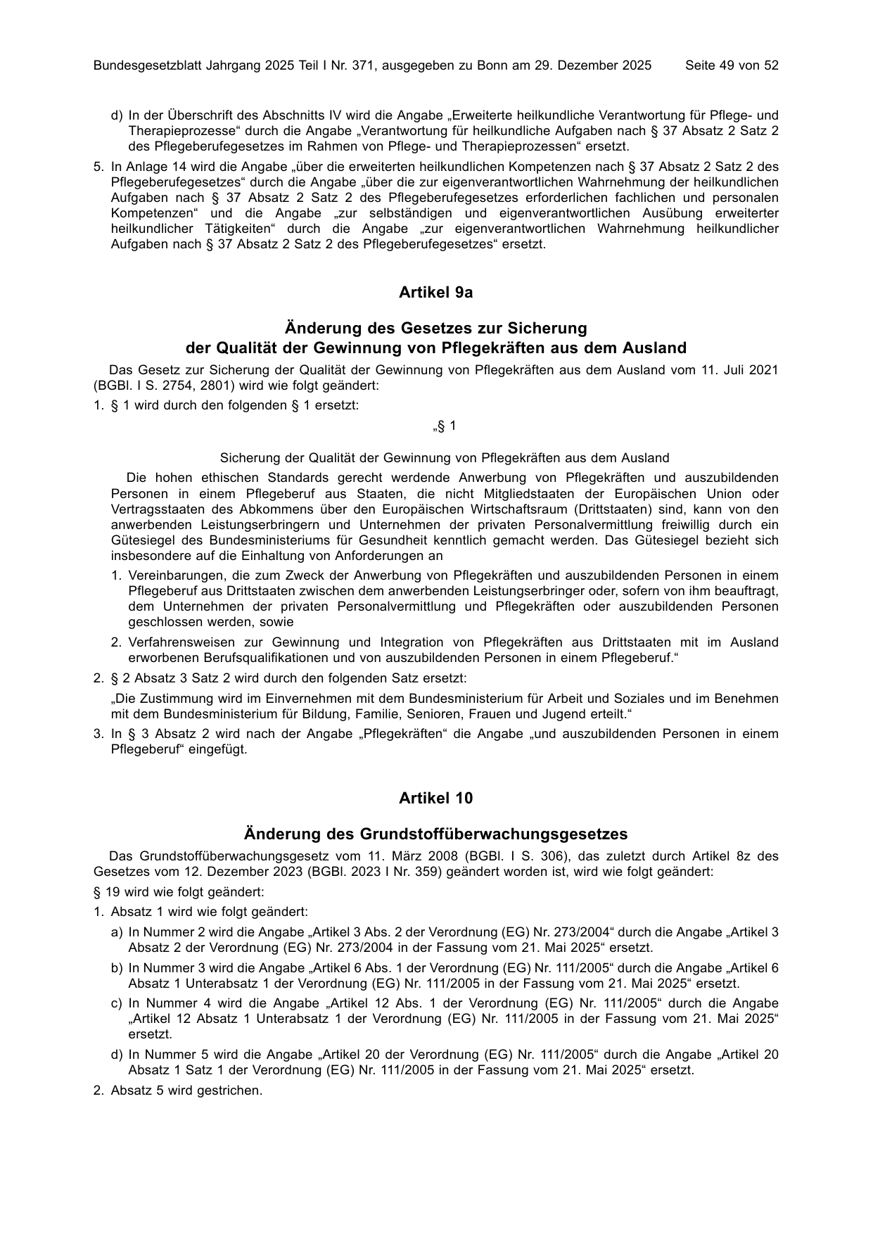 BGBl. 2025, Seite 49 — Originalseite als Abbildung