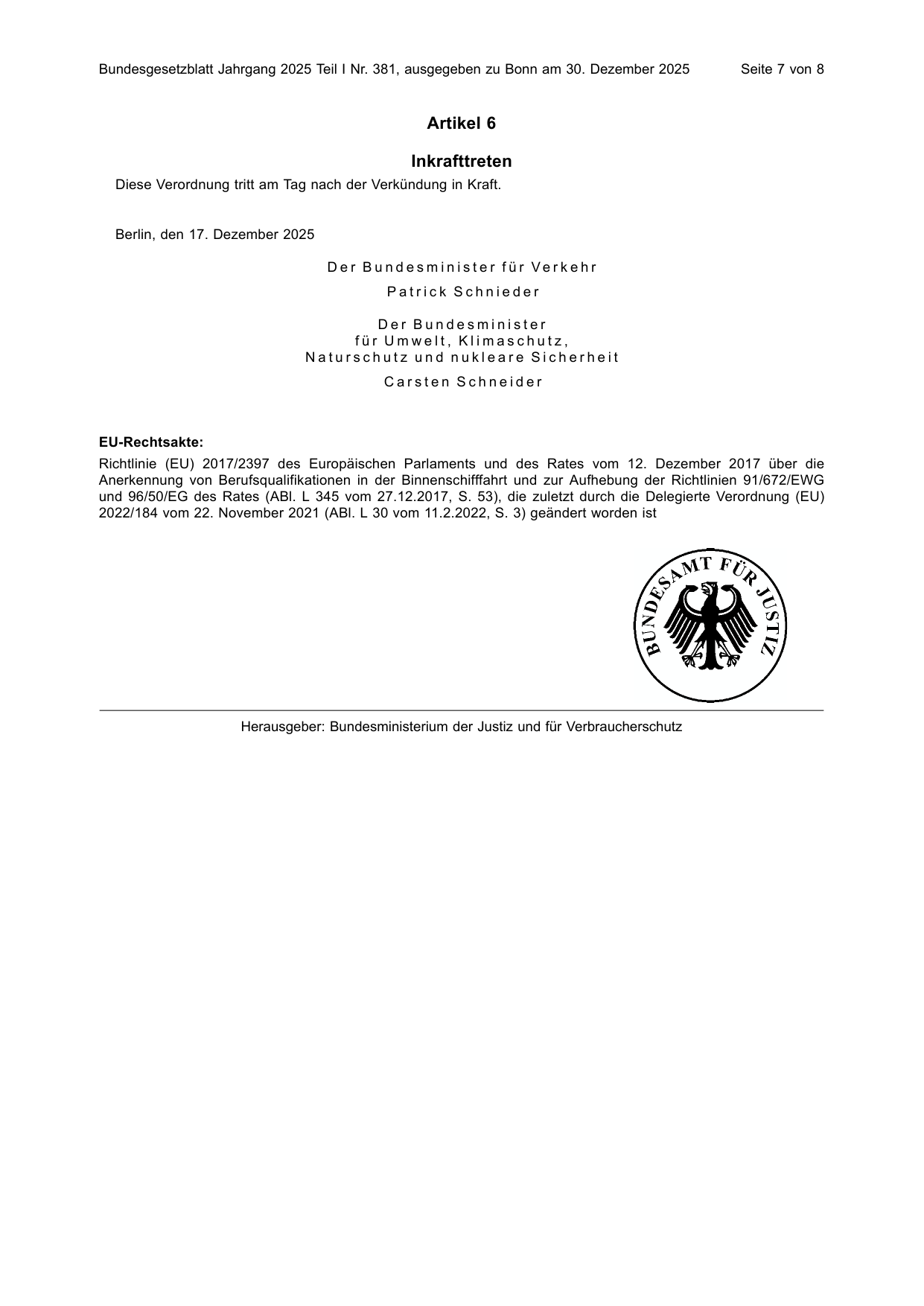 BGBl. 2025, Seite 7 — Originalseite als Abbildung