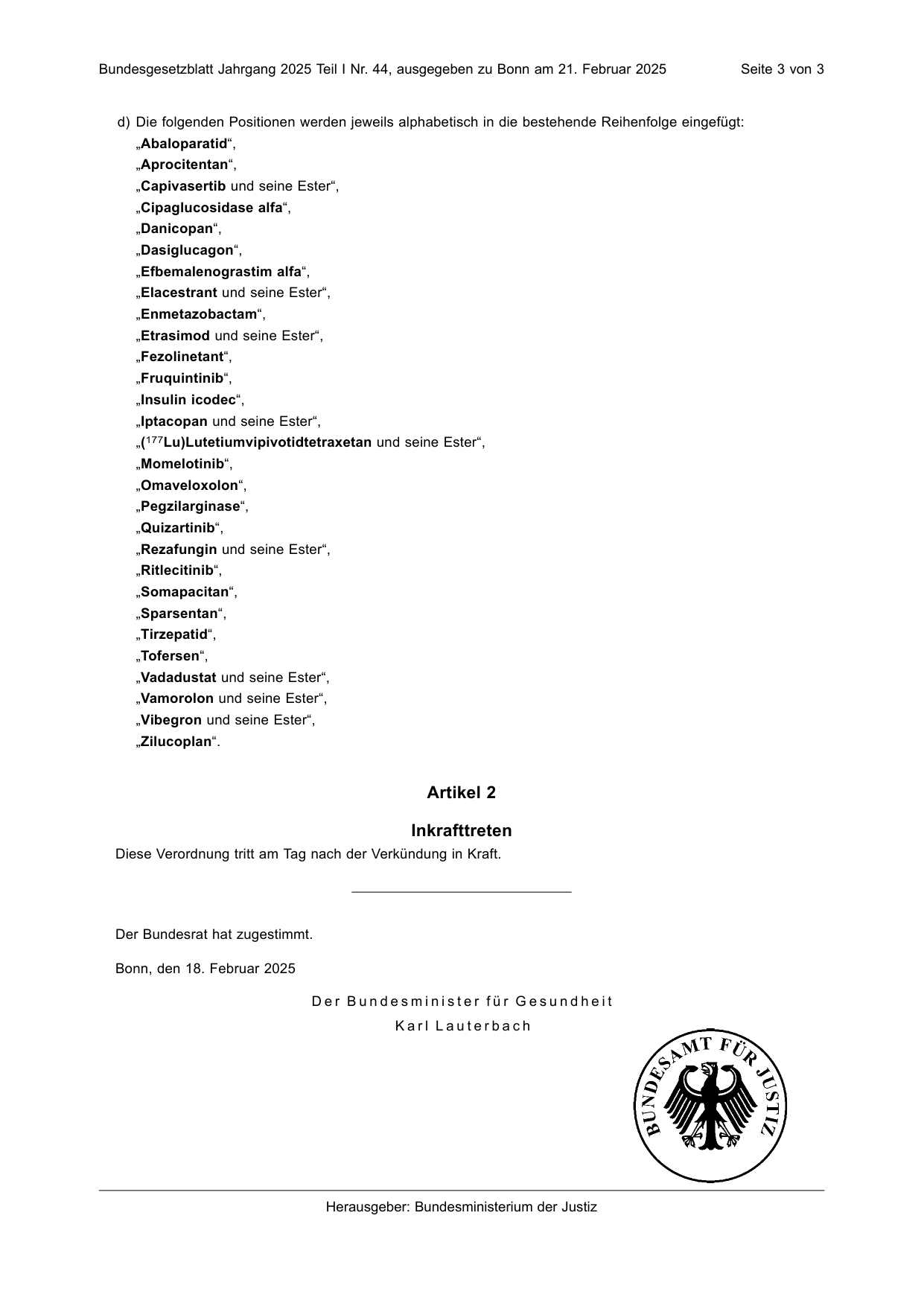 BGBl. 2025, Seite 3 — Originalseite als Abbildung