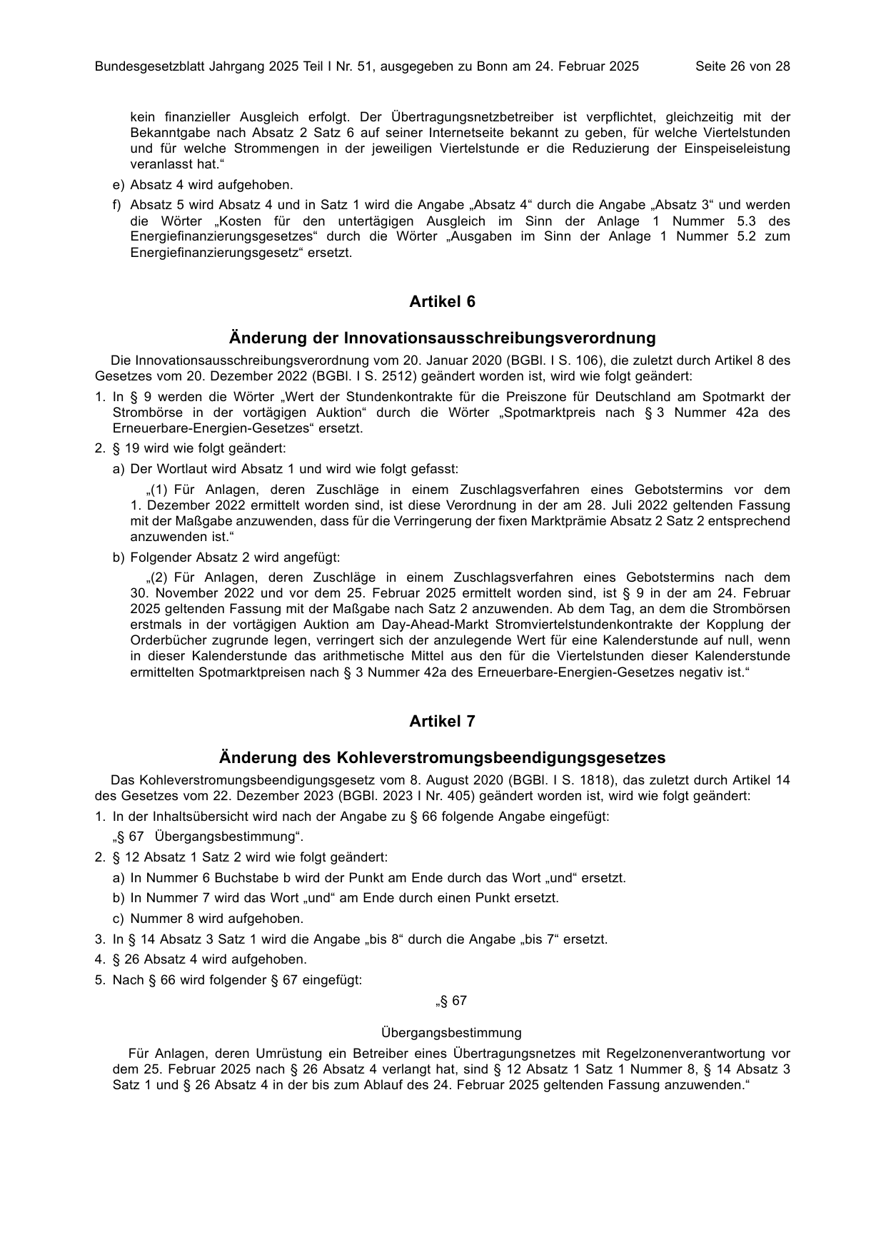 BGBl. 2025, Seite 26 — Originalseite als Abbildung