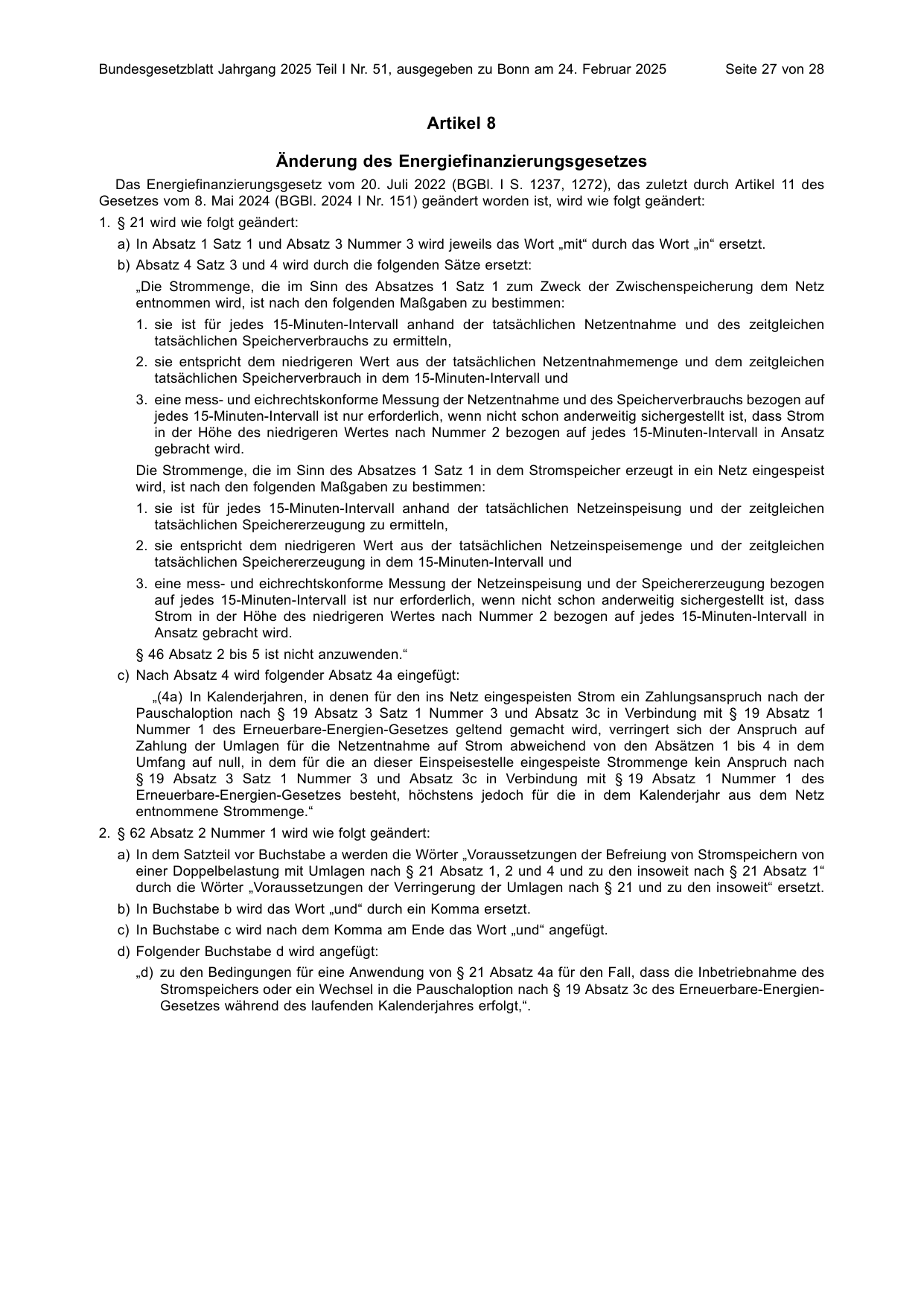 BGBl. 2025, Seite 27 — Originalseite als Abbildung