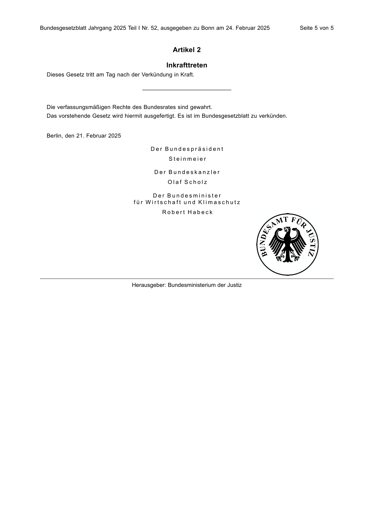 BGBl. 2025, Seite 5 — Originalseite als Abbildung