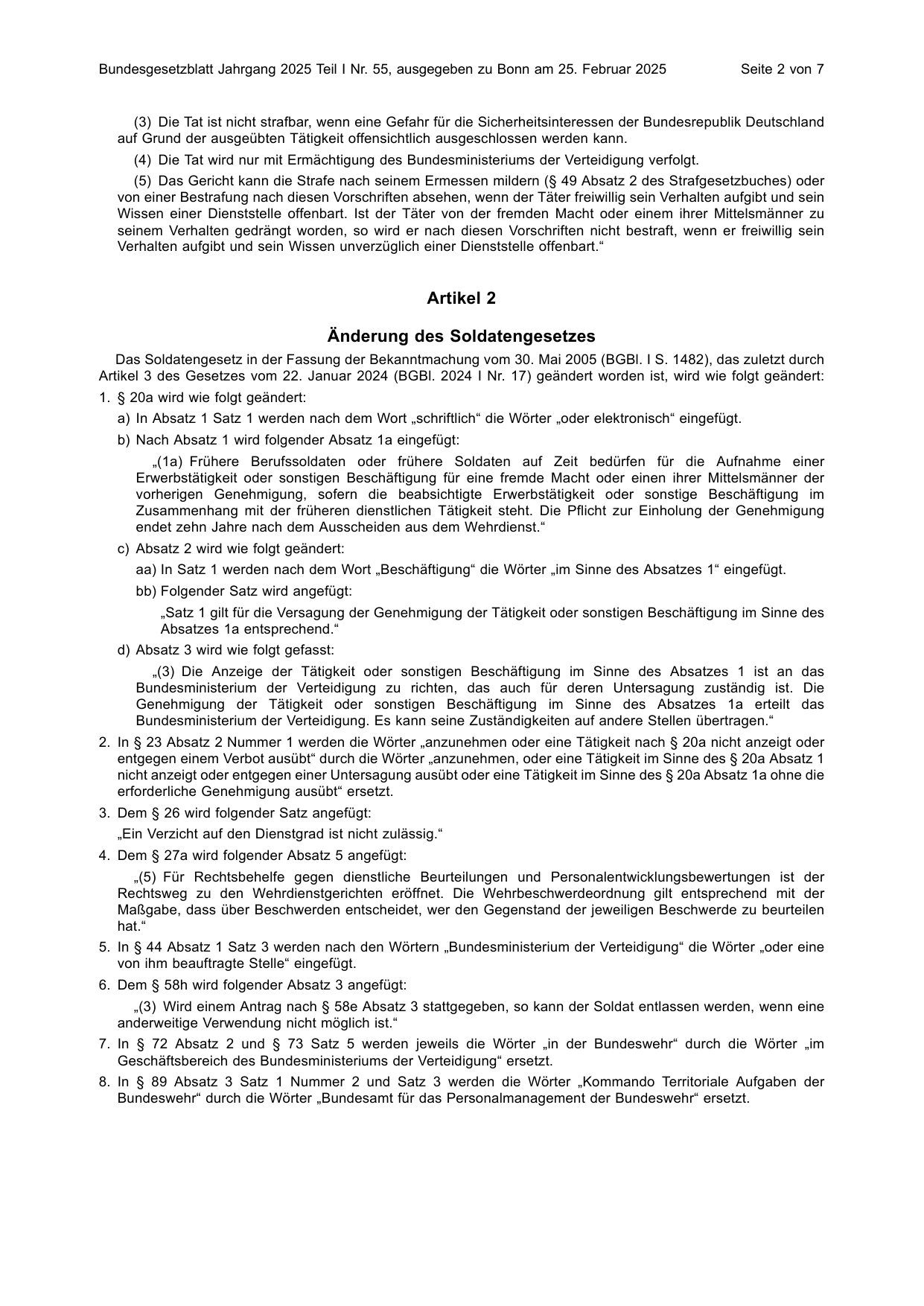 BGBl. 2025, Seite 2 — Originalseite als Abbildung