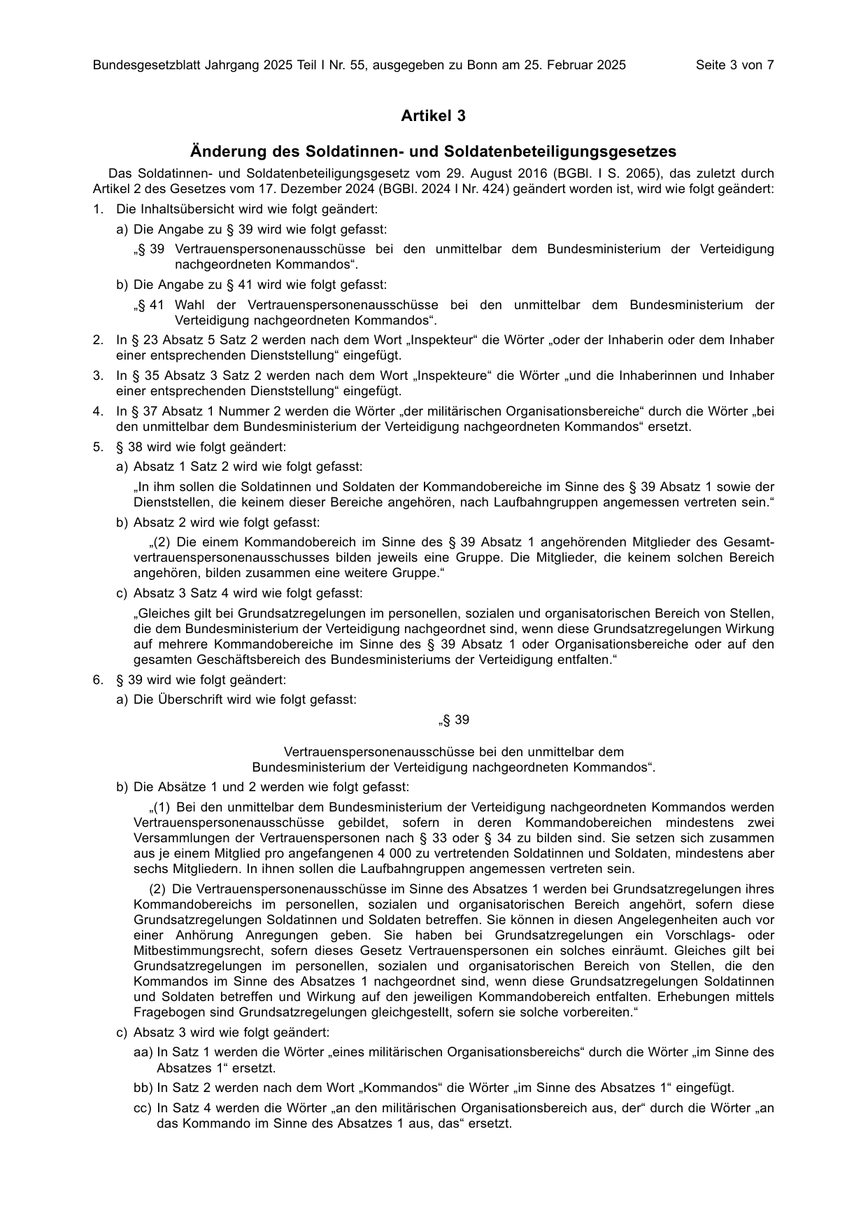 BGBl. 2025, Seite 3 — Originalseite als Abbildung
