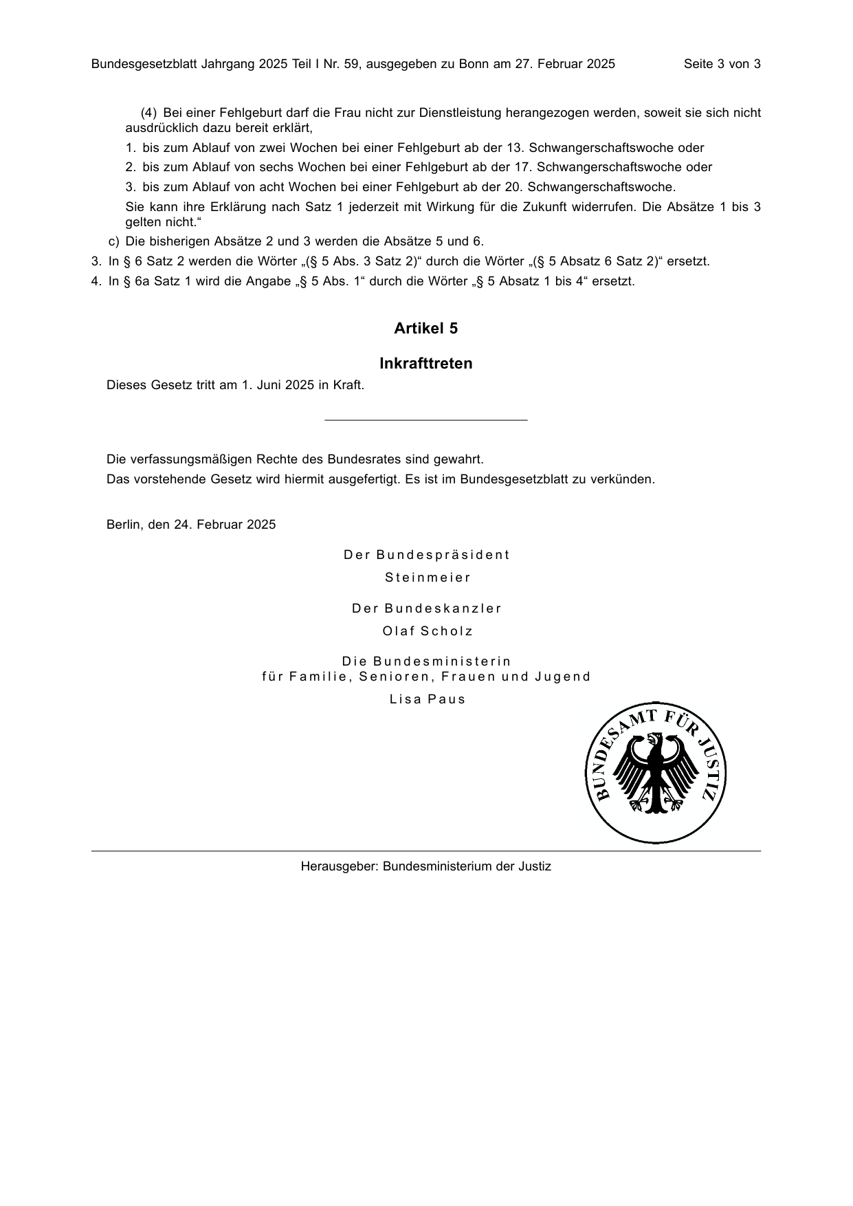 BGBl. 2025, Seite 3 — Originalseite als Abbildung