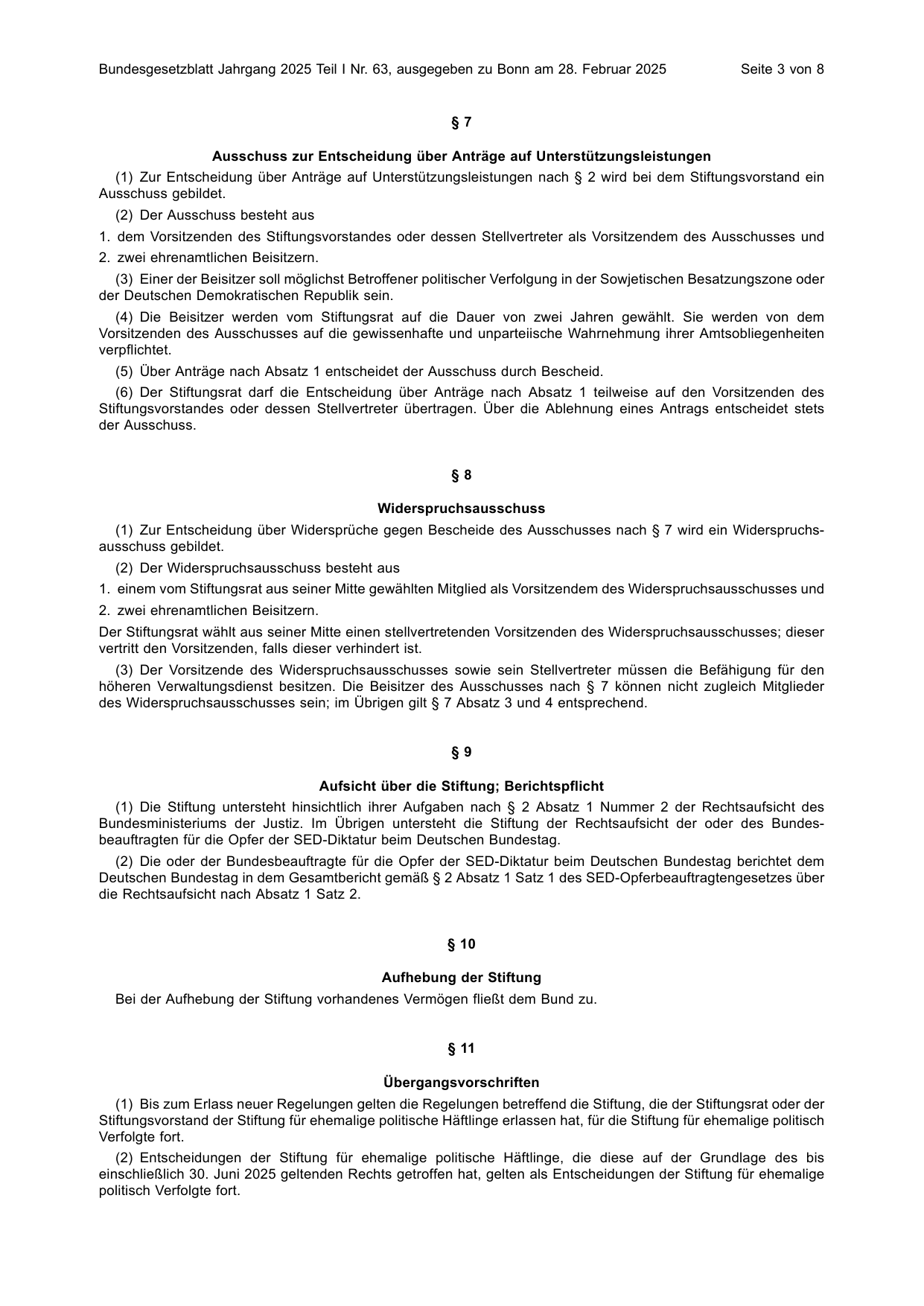 BGBl. 2025, Seite 3 — Originalseite als Abbildung