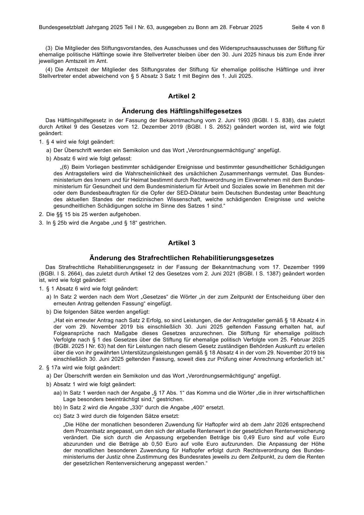 BGBl. 2025, Seite 4 — Originalseite als Abbildung