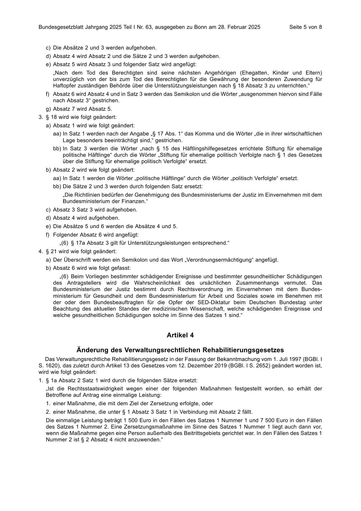 BGBl. 2025, Seite 5 — Originalseite als Abbildung