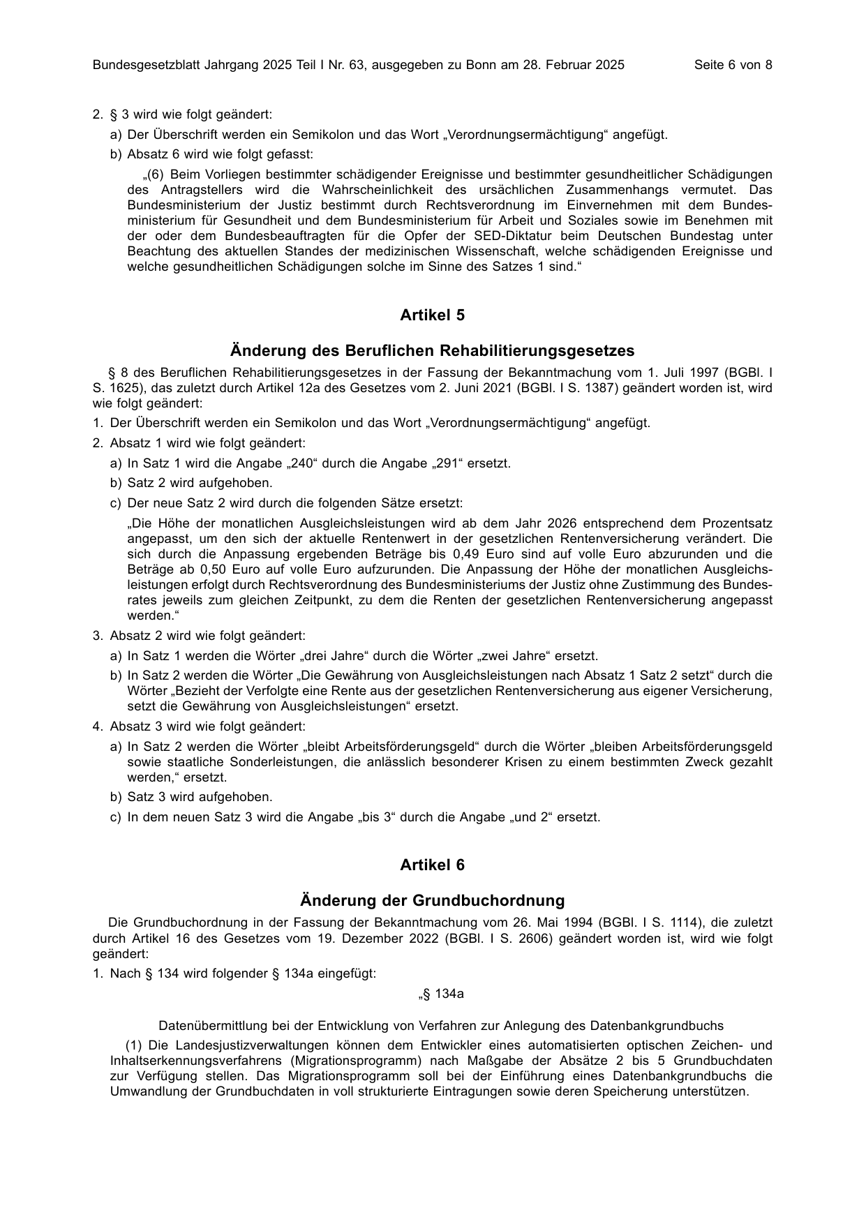 BGBl. 2025, Seite 6 — Originalseite als Abbildung
