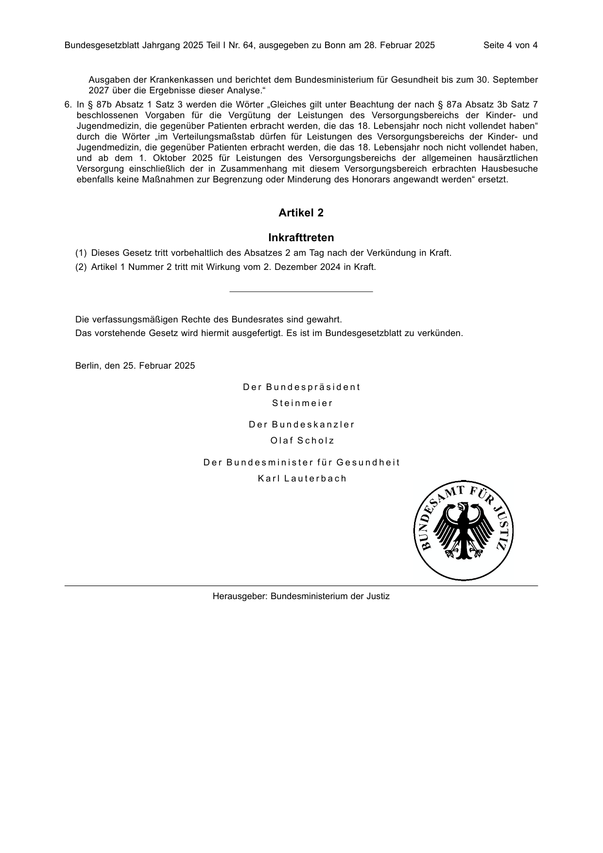 BGBl. 2025, Seite 4 — Originalseite als Abbildung