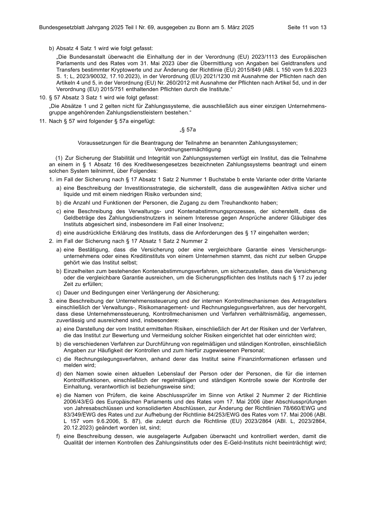 BGBl. 2025, Seite 11 — Originalseite als Abbildung