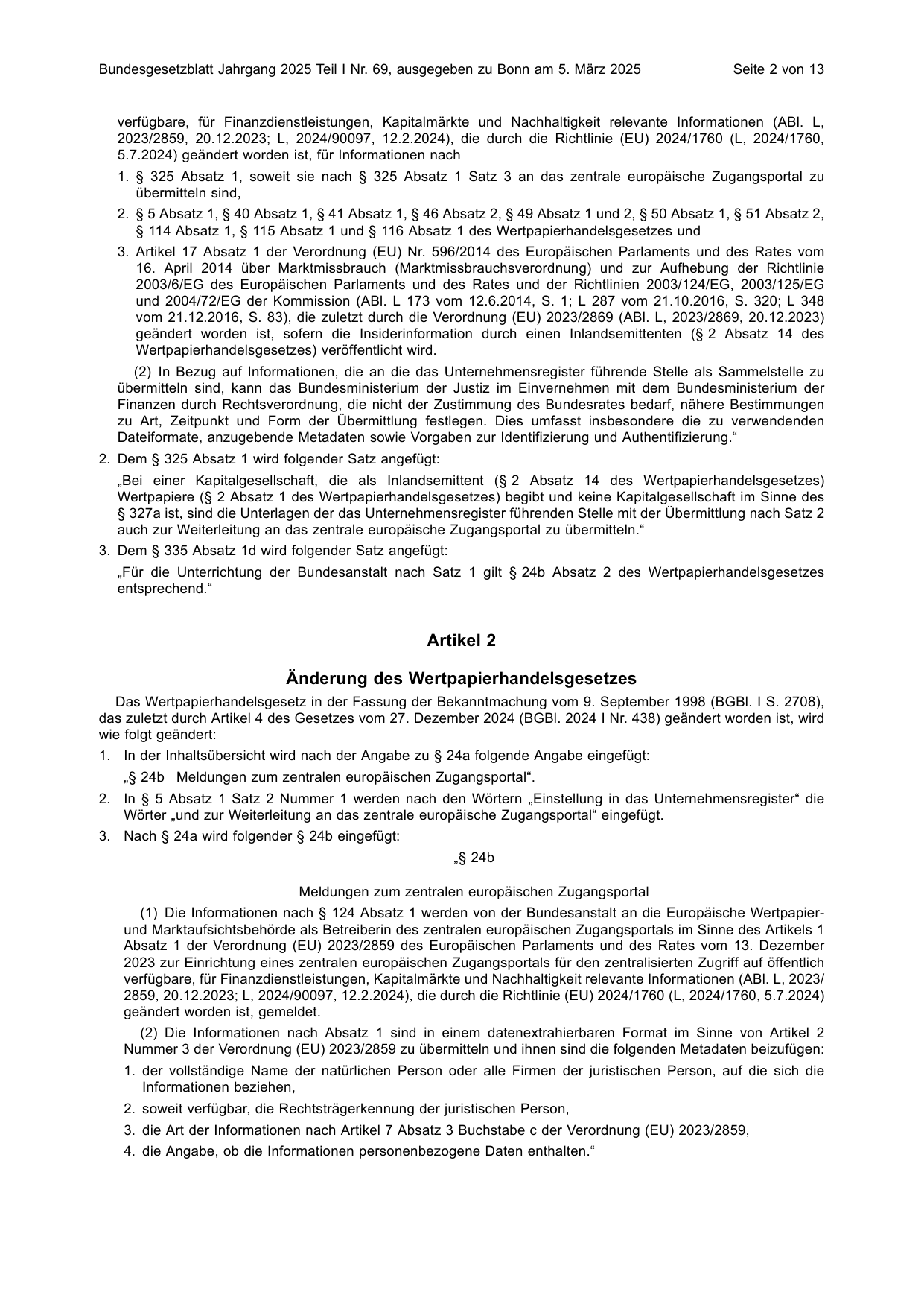 BGBl. 2025, Seite 2 — Originalseite als Abbildung