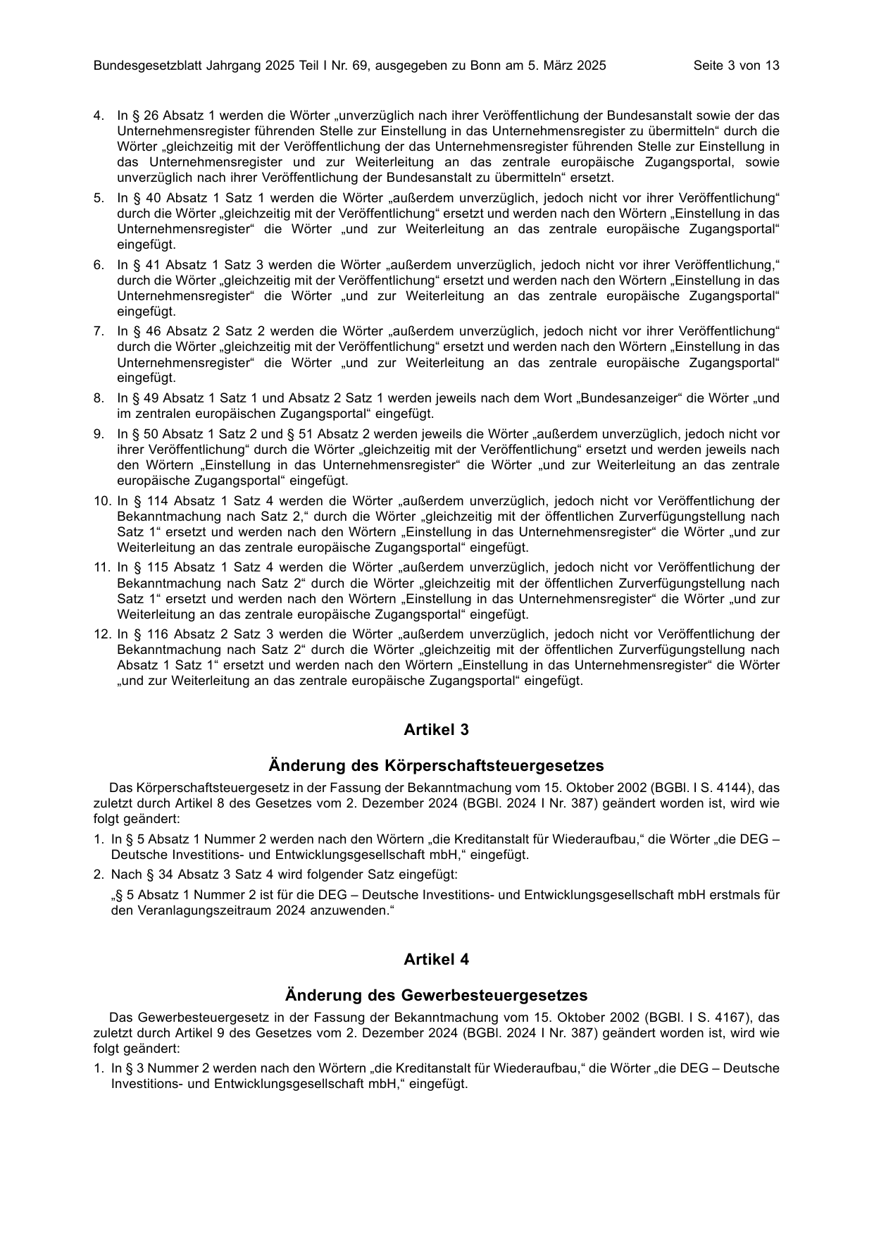 BGBl. 2025, Seite 3 — Originalseite als Abbildung