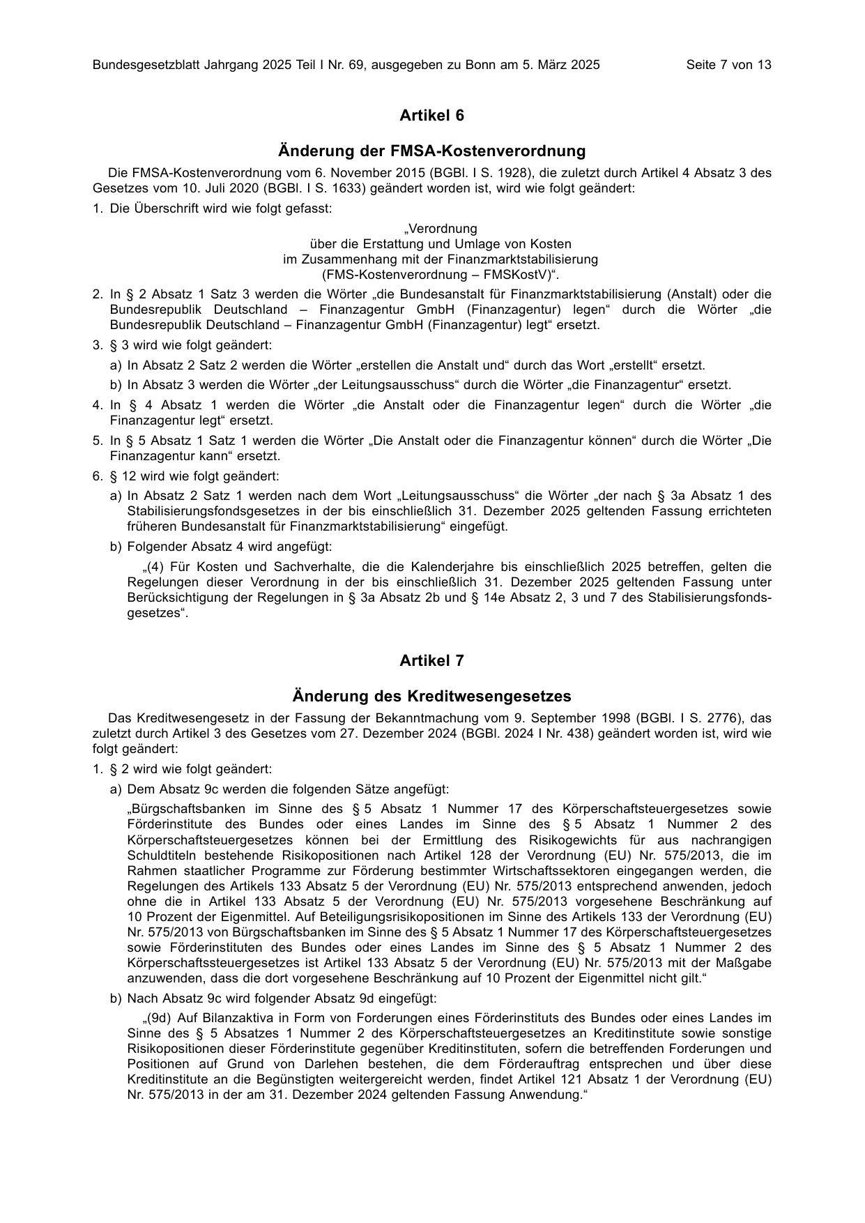 BGBl. 2025, Seite 7 — Originalseite als Abbildung