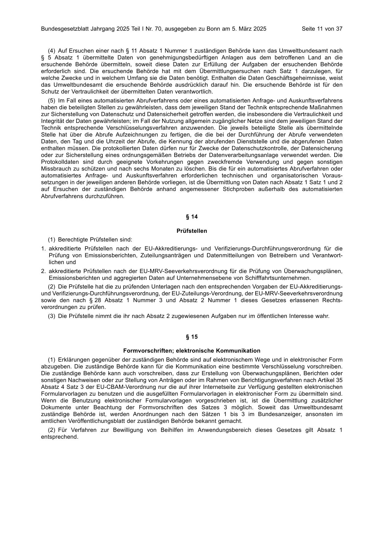 BGBl. 2025, Seite 11 — Originalseite als Abbildung