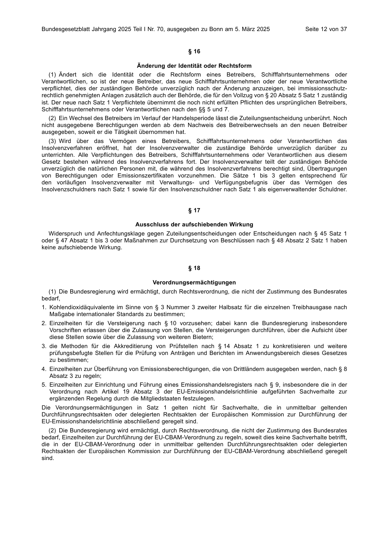 BGBl. 2025, Seite 12 — Originalseite als Abbildung