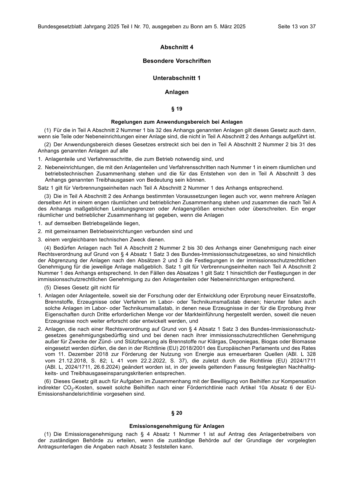 BGBl. 2025, Seite 13 — Originalseite als Abbildung