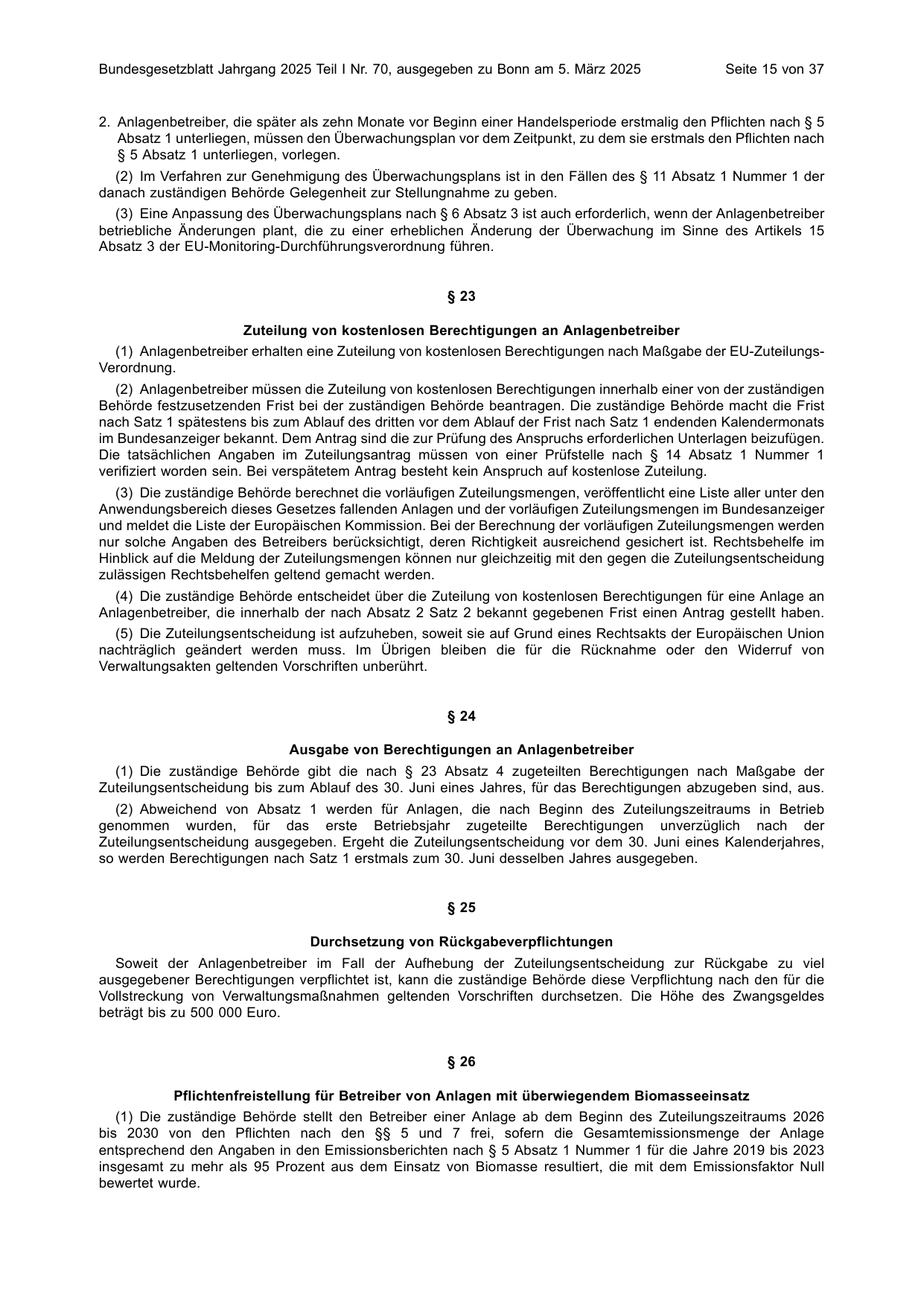 BGBl. 2025, Seite 15 — Originalseite als Abbildung