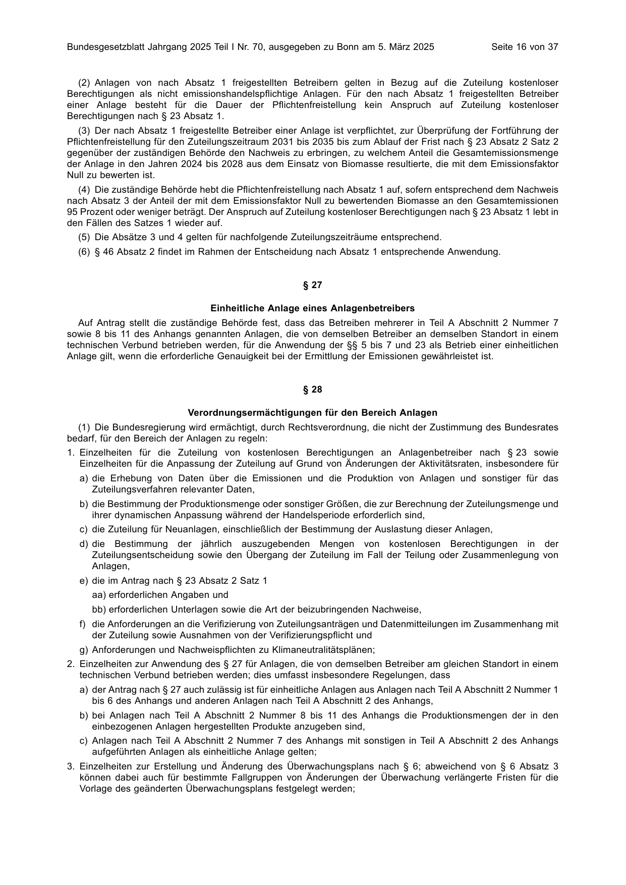 BGBl. 2025, Seite 16 — Originalseite als Abbildung