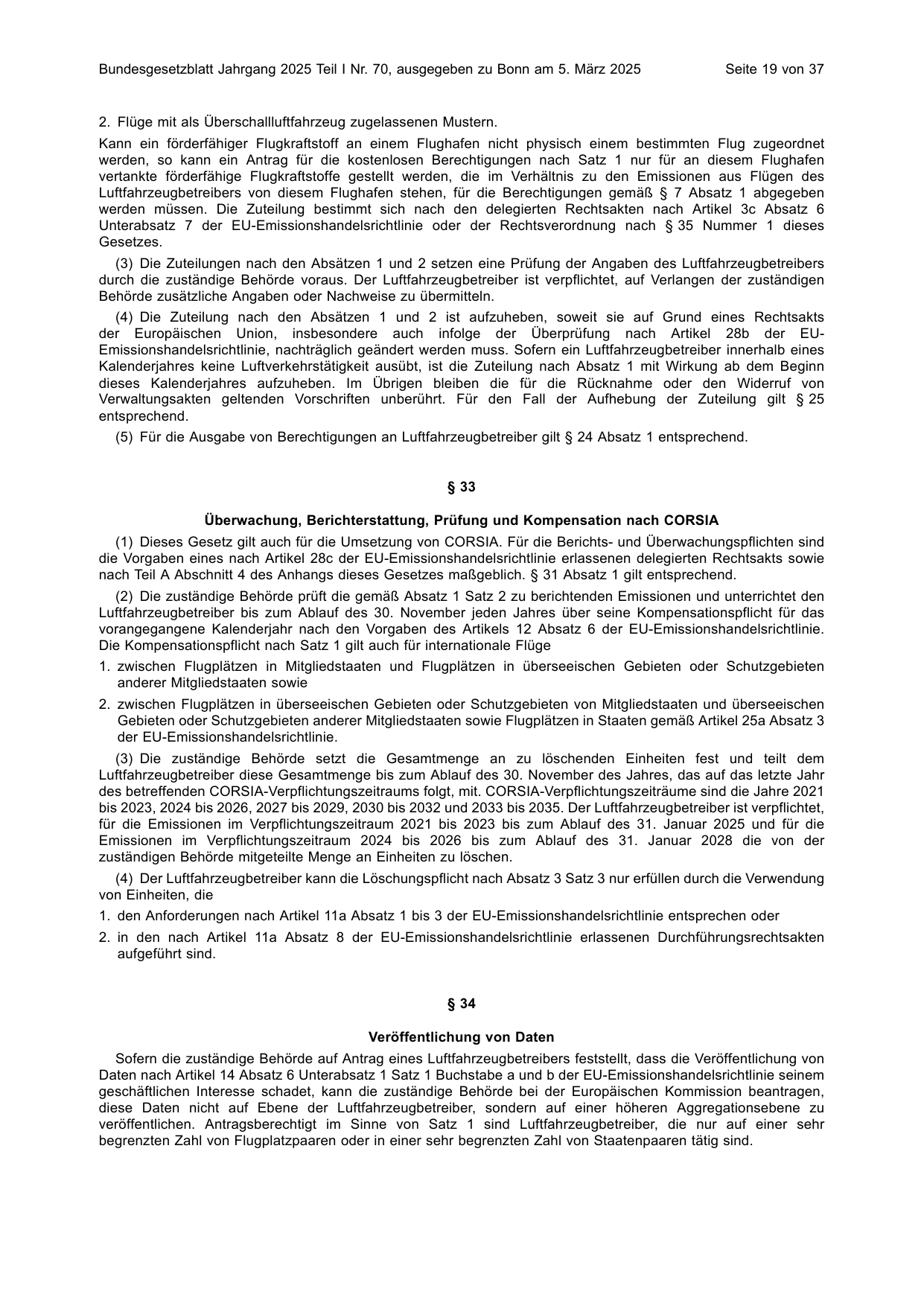 BGBl. 2025, Seite 19 — Originalseite als Abbildung