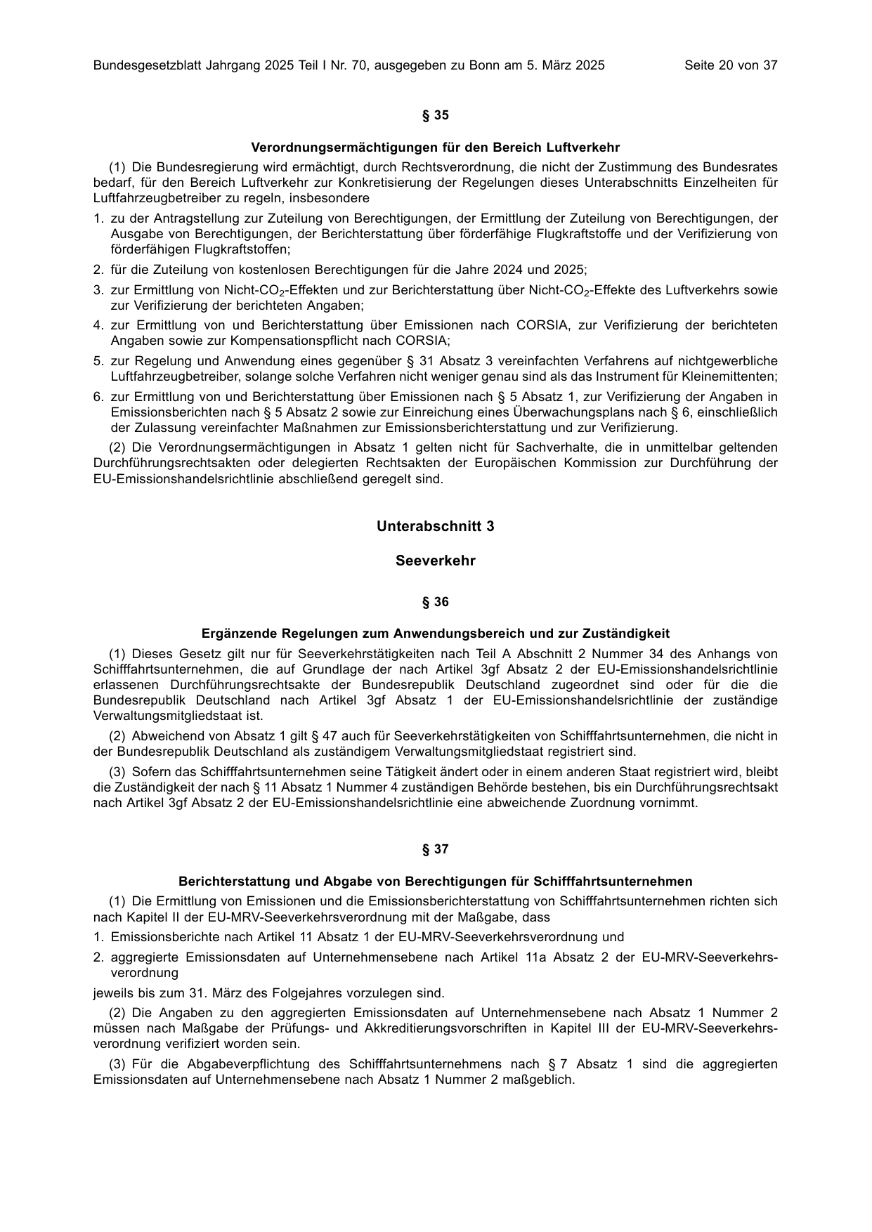 BGBl. 2025, Seite 20 — Originalseite als Abbildung
