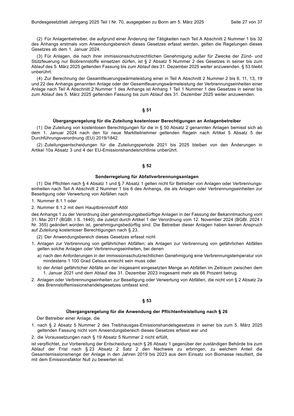 BGBl. 2025, Seite 27 — Originalseite als Abbildung