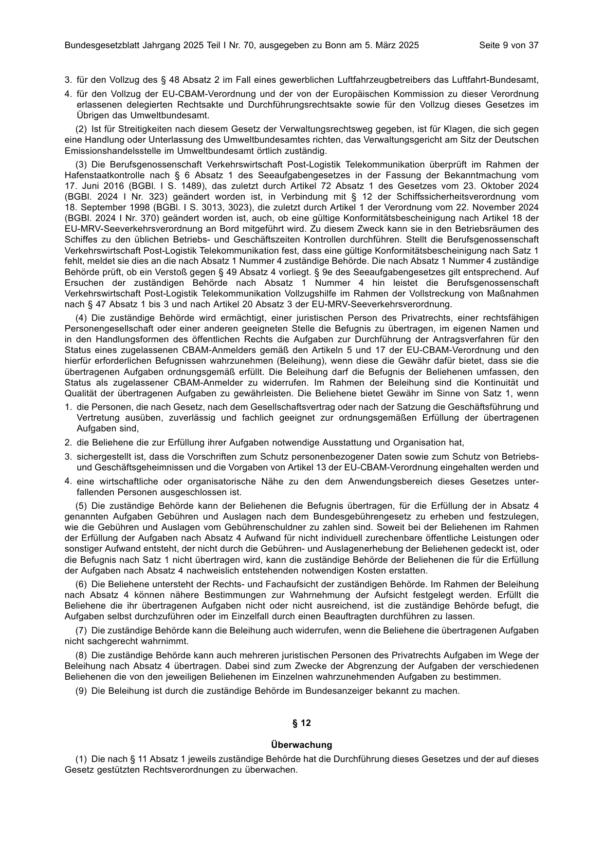 BGBl. 2025, Seite 9 — Originalseite als Abbildung