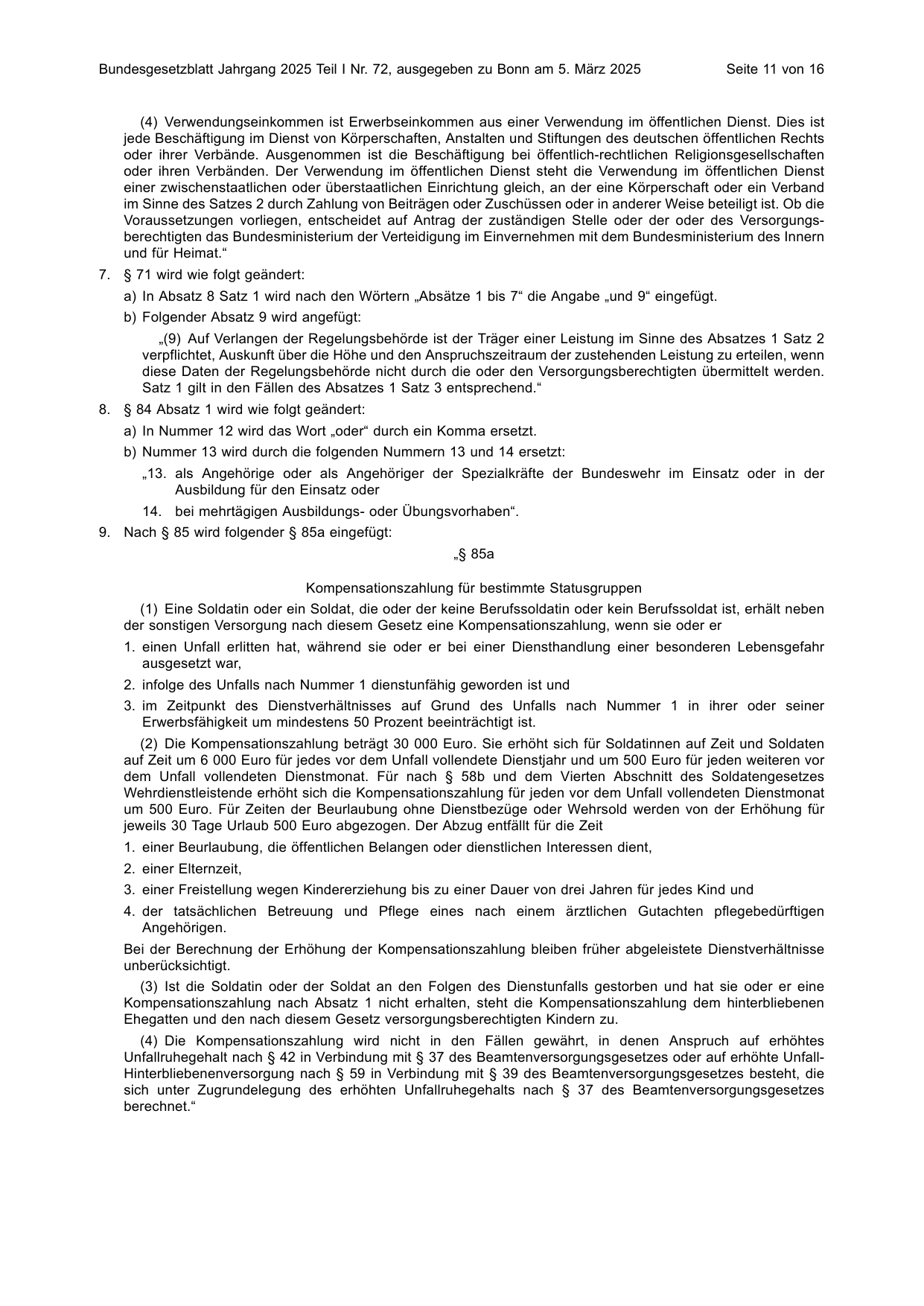 BGBl. 2025, Seite 11 — Originalseite als Abbildung