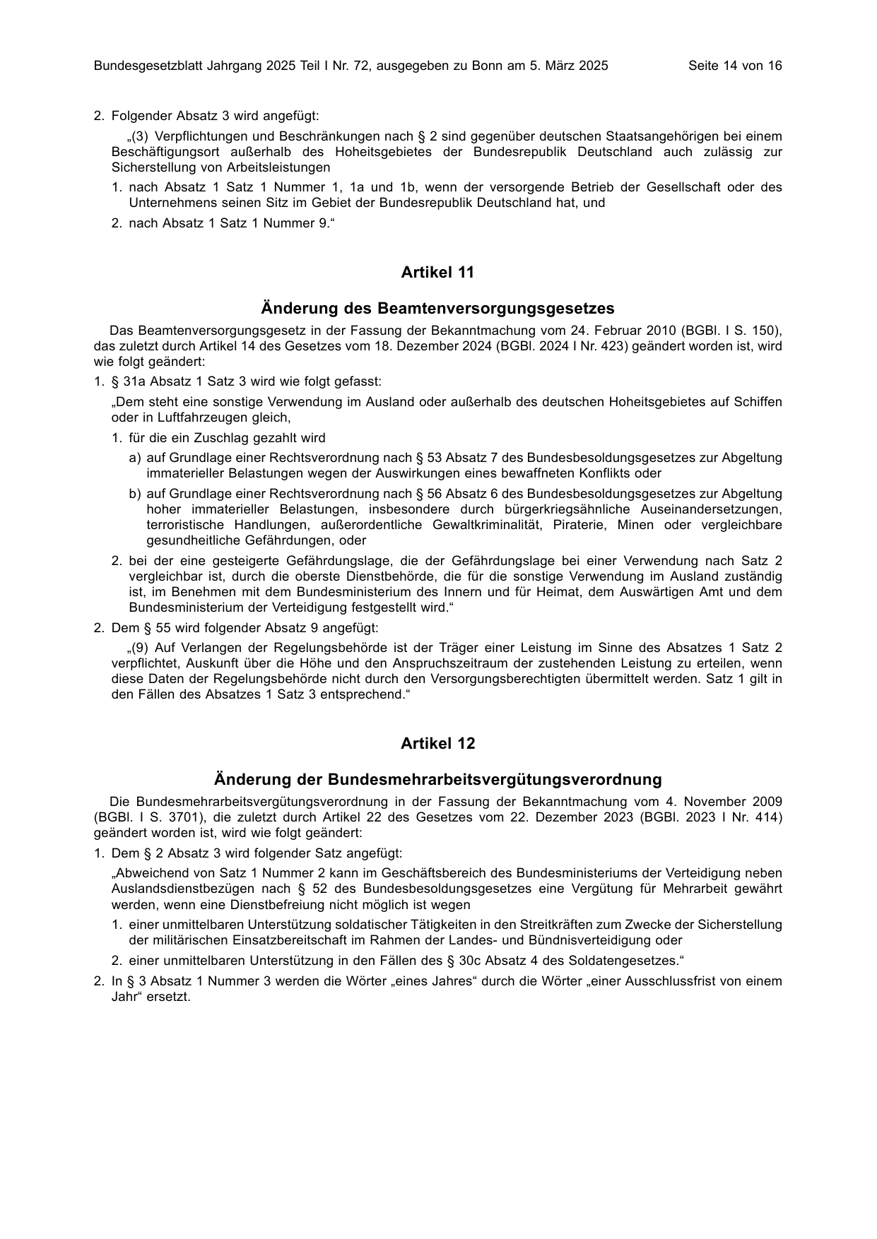 BGBl. 2025, Seite 14 — Originalseite als Abbildung