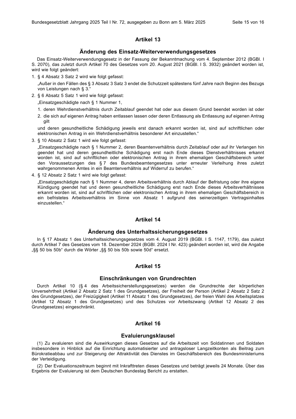 BGBl. 2025, Seite 15 — Originalseite als Abbildung
