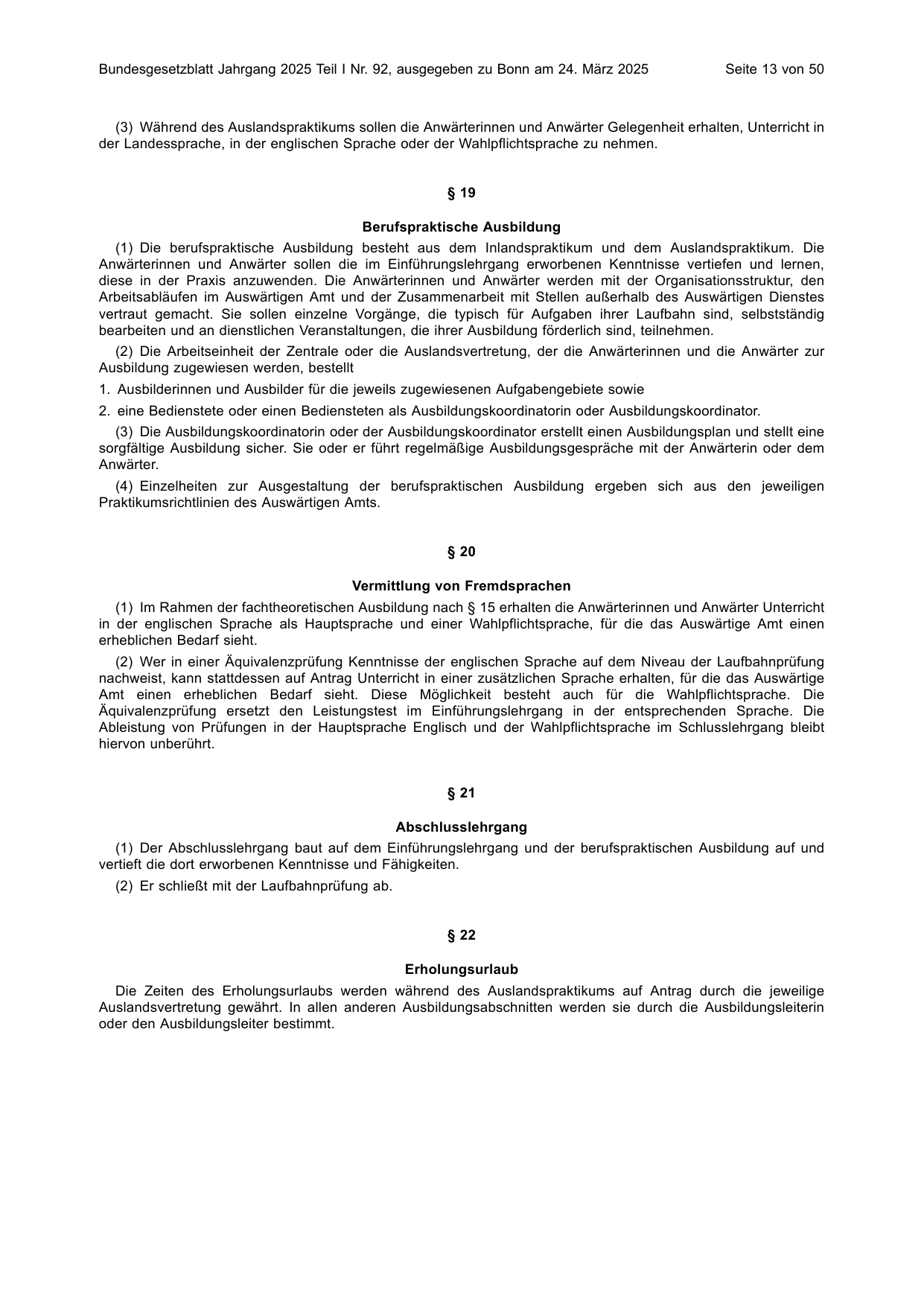 BGBl. 2025, Seite 13 — Originalseite als Abbildung