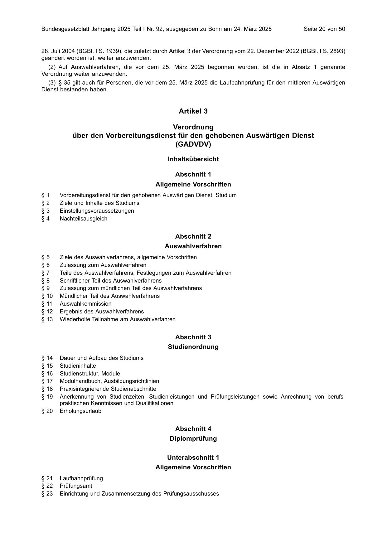 BGBl. 2025, Seite 20 — Originalseite als Abbildung