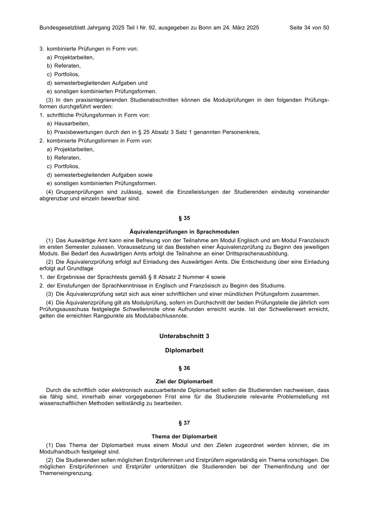 BGBl. 2025, Seite 34 — Originalseite als Abbildung
