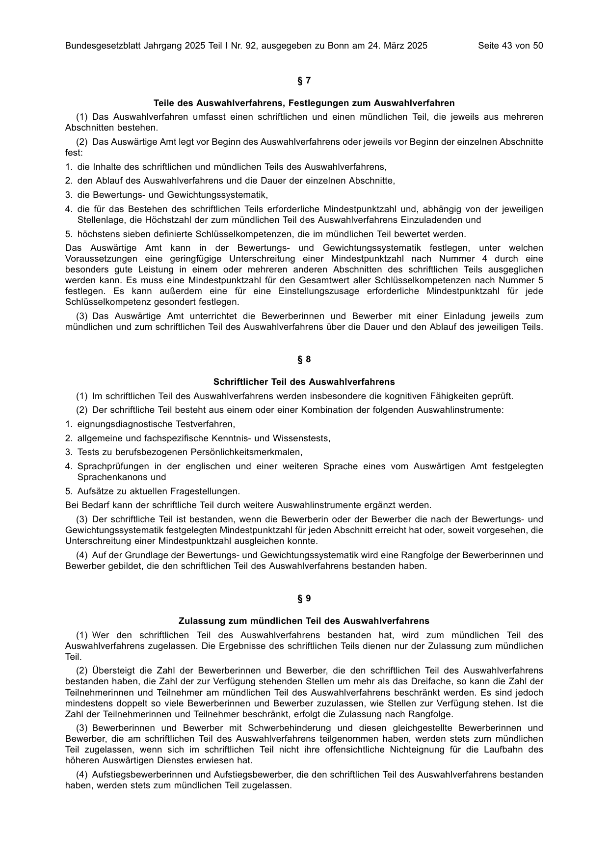 BGBl. 2025, Seite 43 — Originalseite als Abbildung