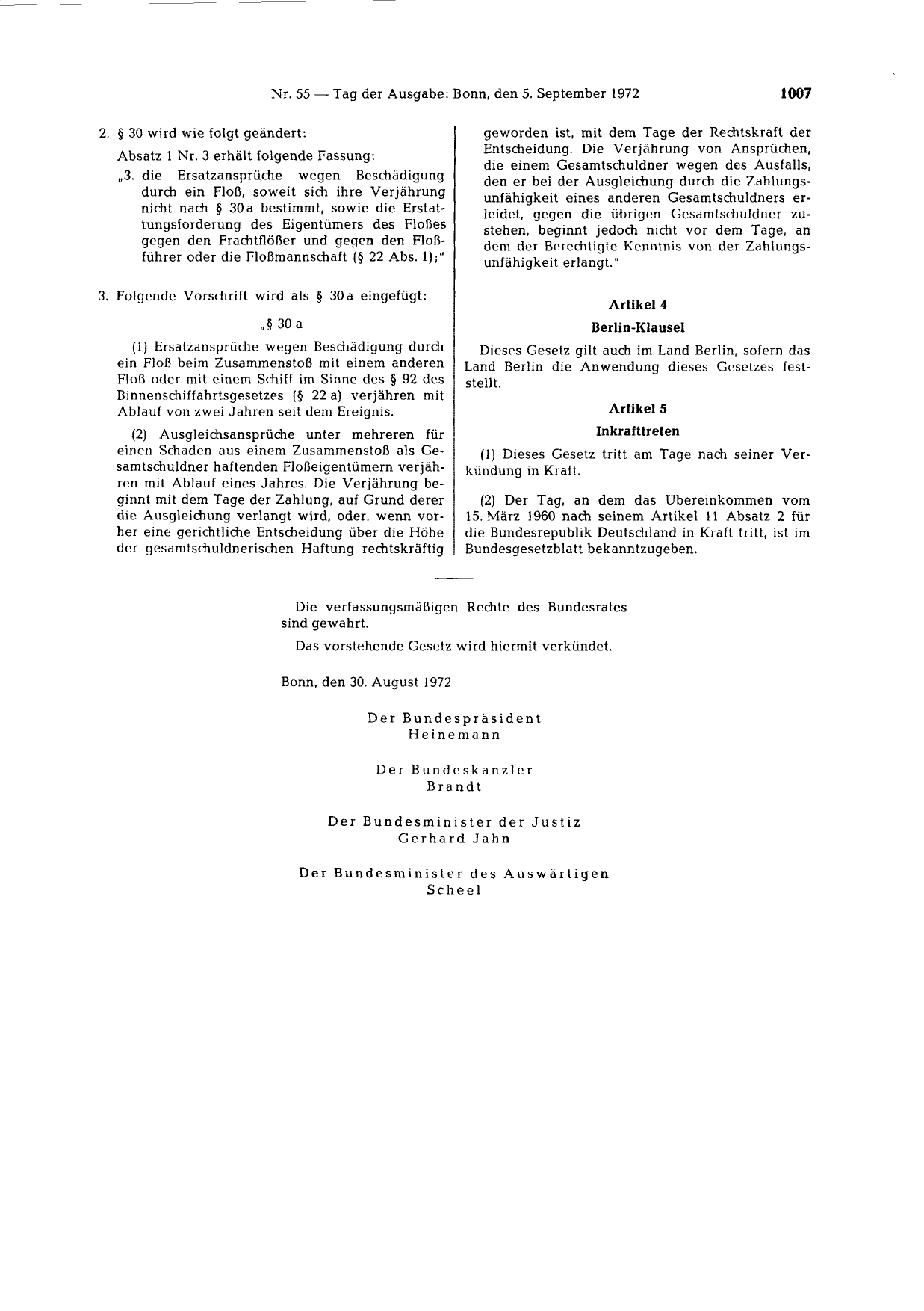 BGBl. 1972, Seite 1007 — Originalseite als Abbildung