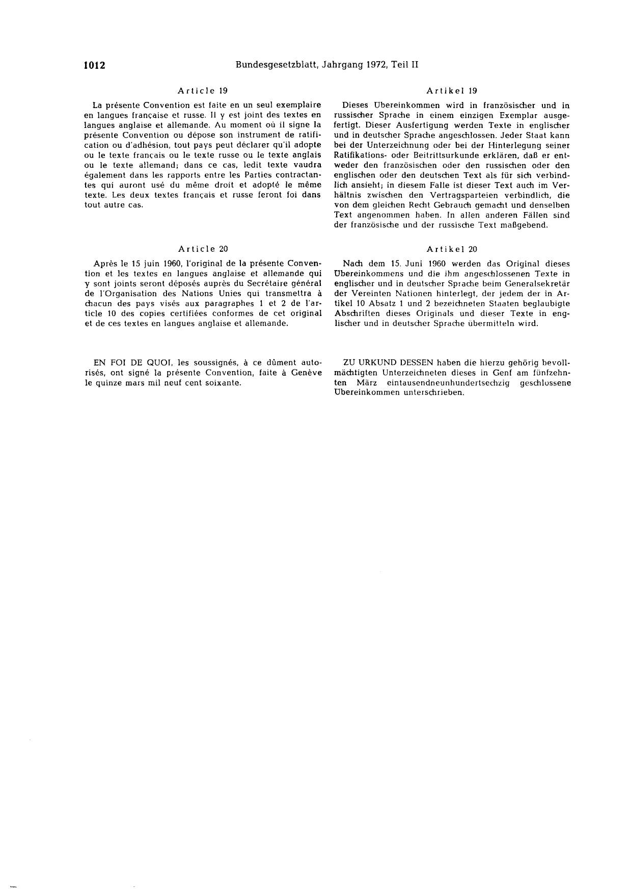 BGBl. 1972, Seite 1012 — Originalseite als Abbildung