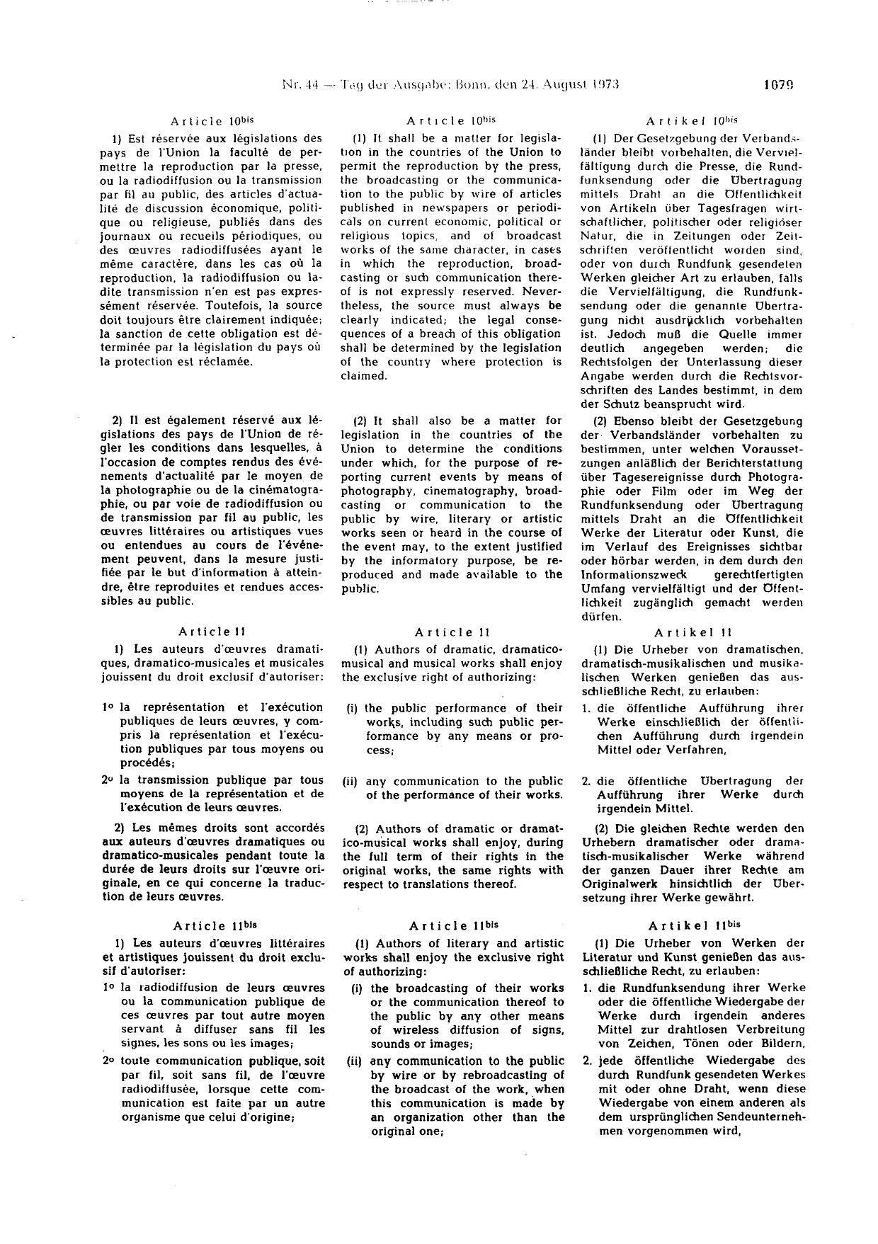 BGBl. 1973, Seite 1079 — Originalseite als Abbildung