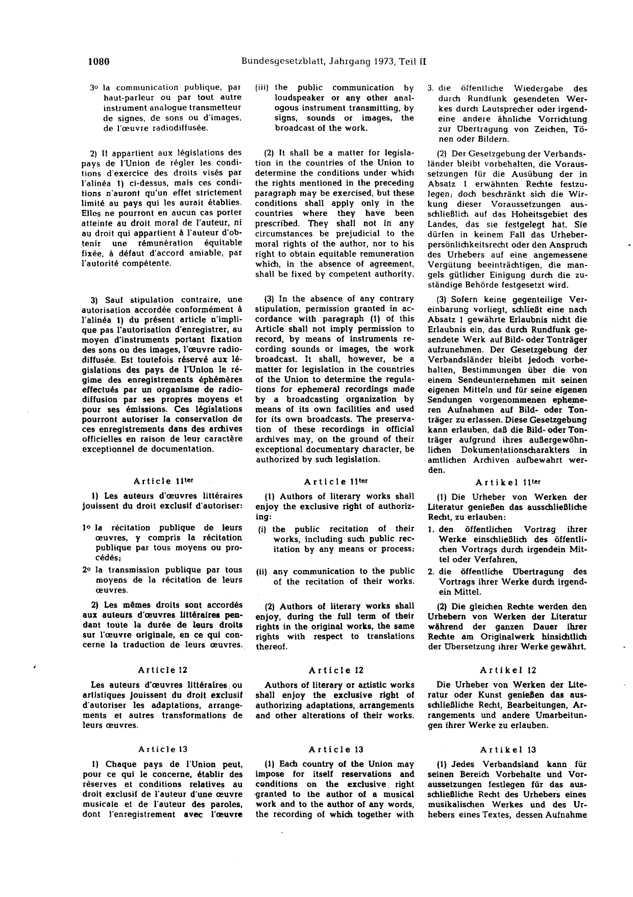 BGBl. 1973, Seite 1080 — Originalseite als Abbildung