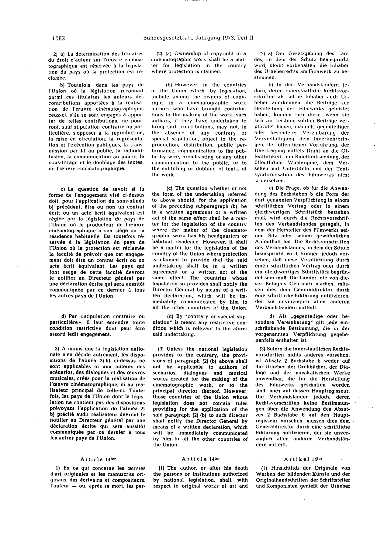BGBl. 1973, Seite 1082 — Originalseite als Abbildung