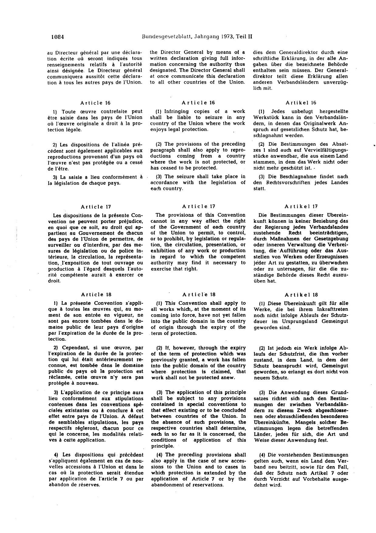BGBl. 1973, Seite 1084 — Originalseite als Abbildung