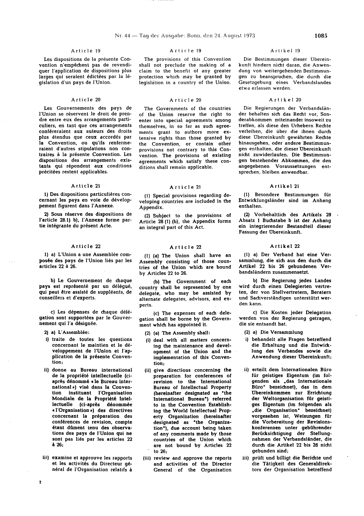 BGBl. 1973, Seite 1085 — Originalseite als Abbildung