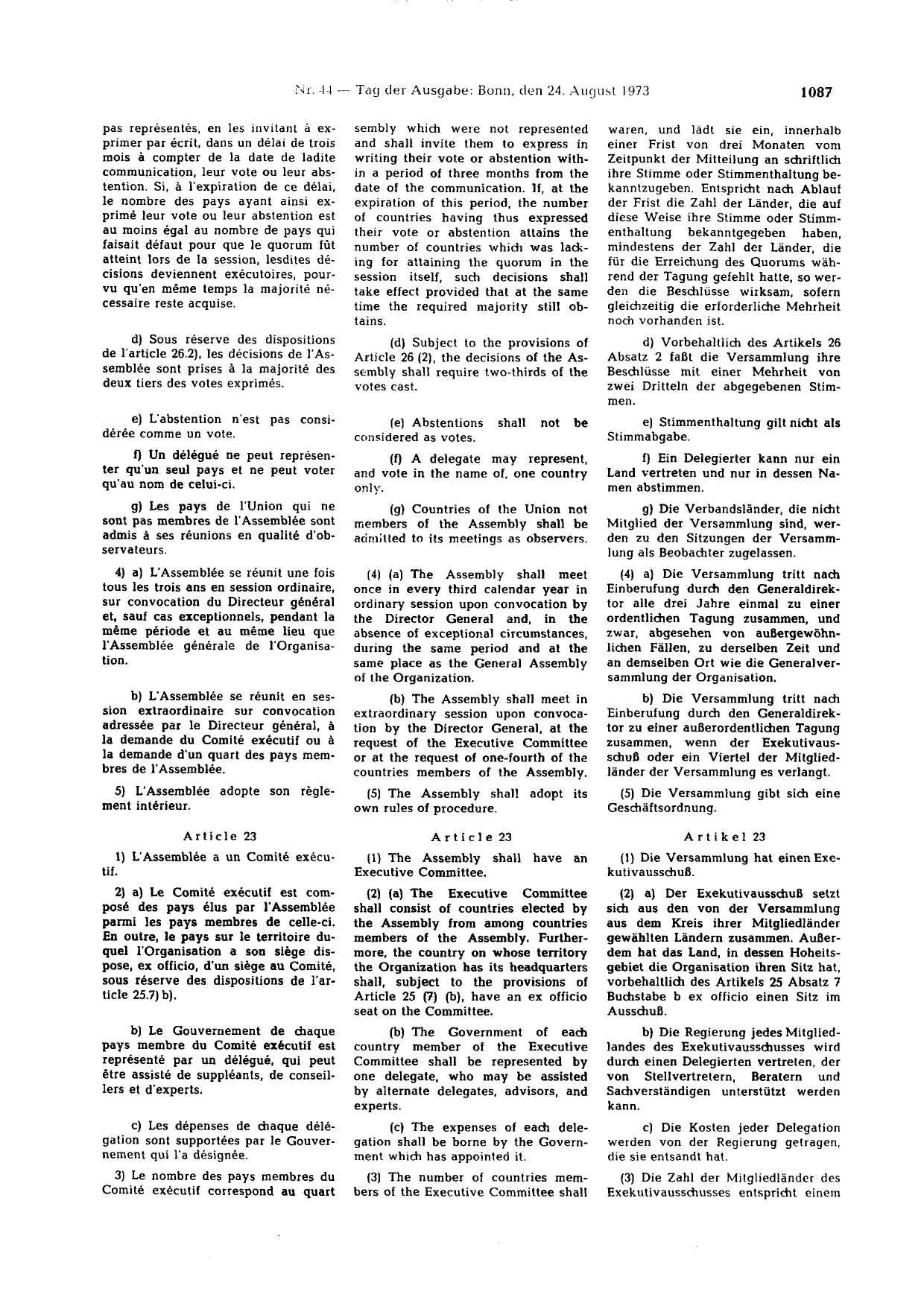 BGBl. 1973, Seite 1087 — Originalseite als Abbildung
